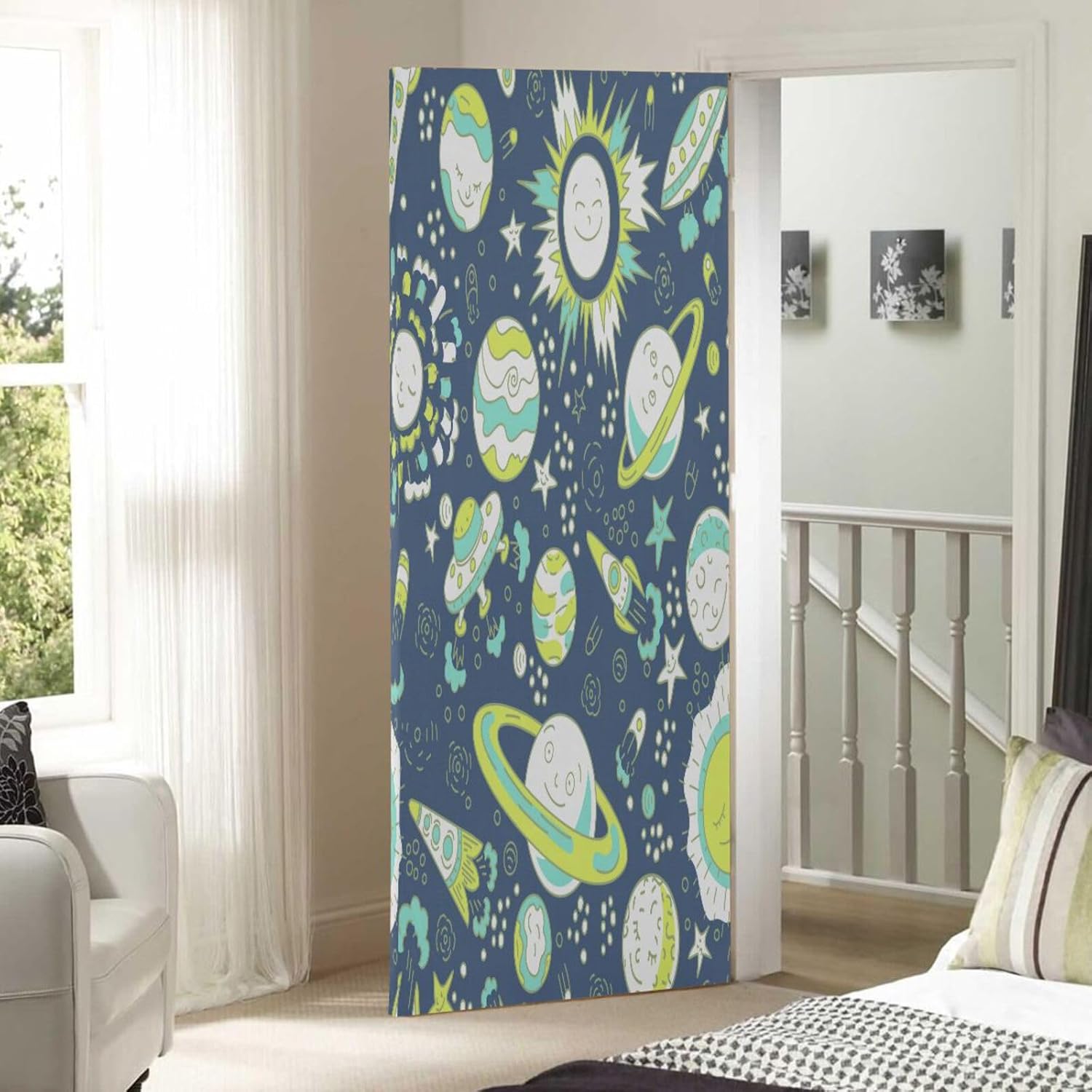 Susiyo Space Seamless Halloween Door Cover Stretch Fabric Backdrop for Home Parties and Holidays