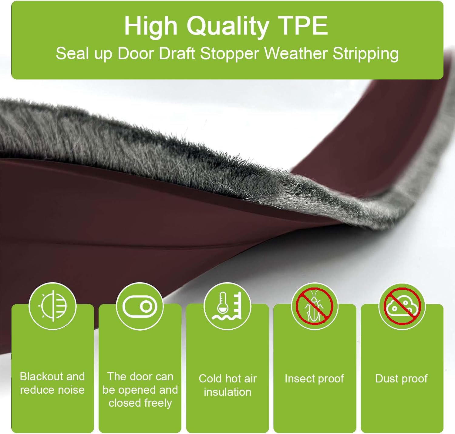 2 pcs Door Sweep Brush Draft Stopper for Bottom Under Door Bug and Dust Blocker 2 W x 39 L Brown