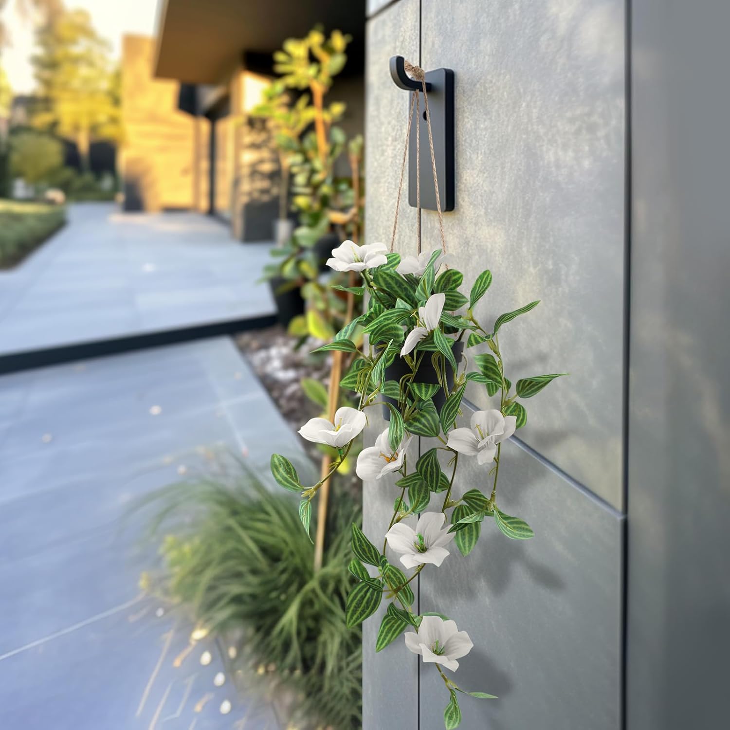 2 Pcs Artificial Ivy Hanging Plant with Flowers