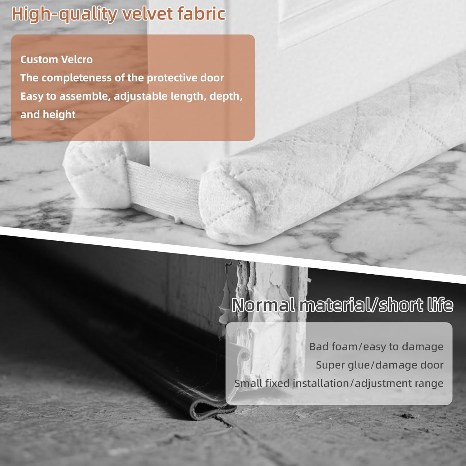 Amugret Thick Velvet Door Draft Stoppers for 30-36 Under Doors