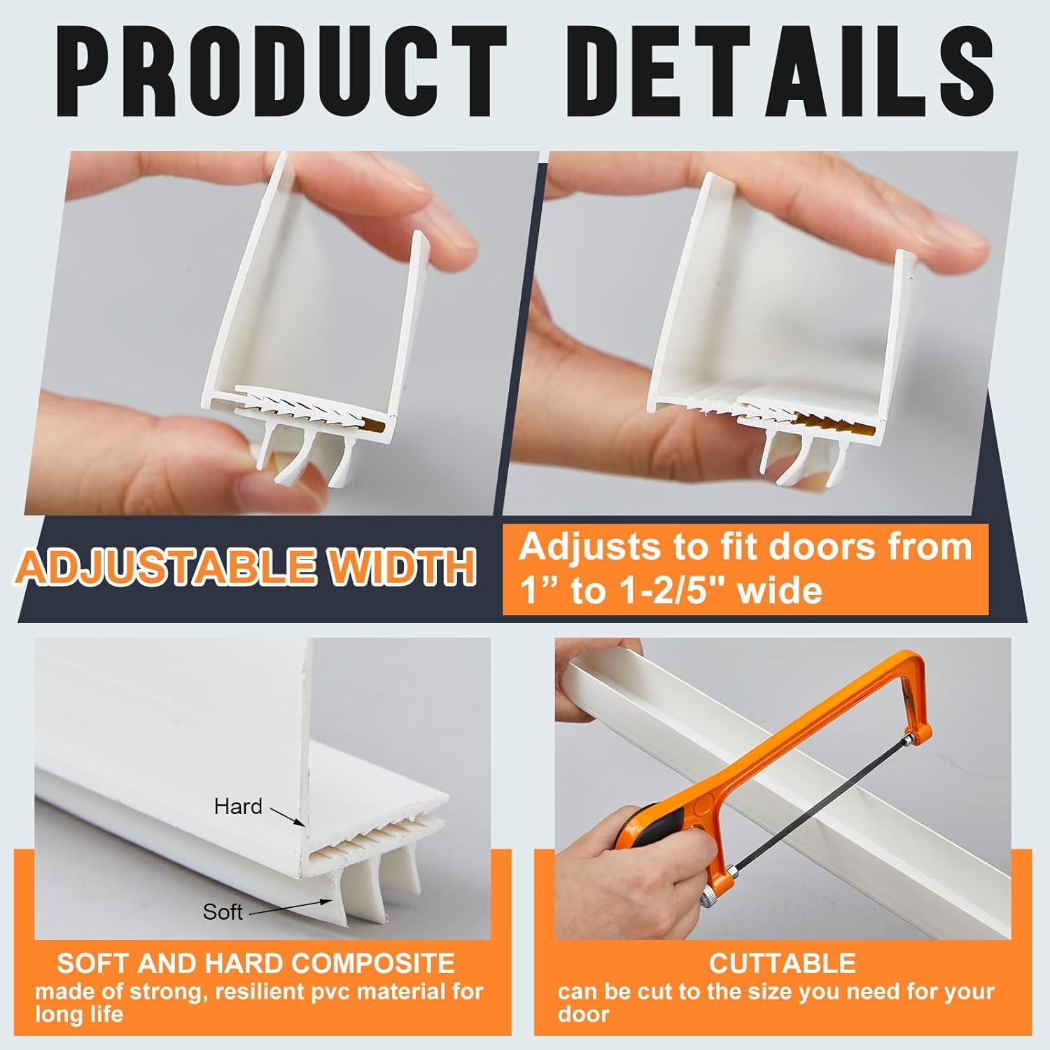 Pickmesh 4 Pcs Adjustable Storm Door Bottom Sweep 36 Inch White