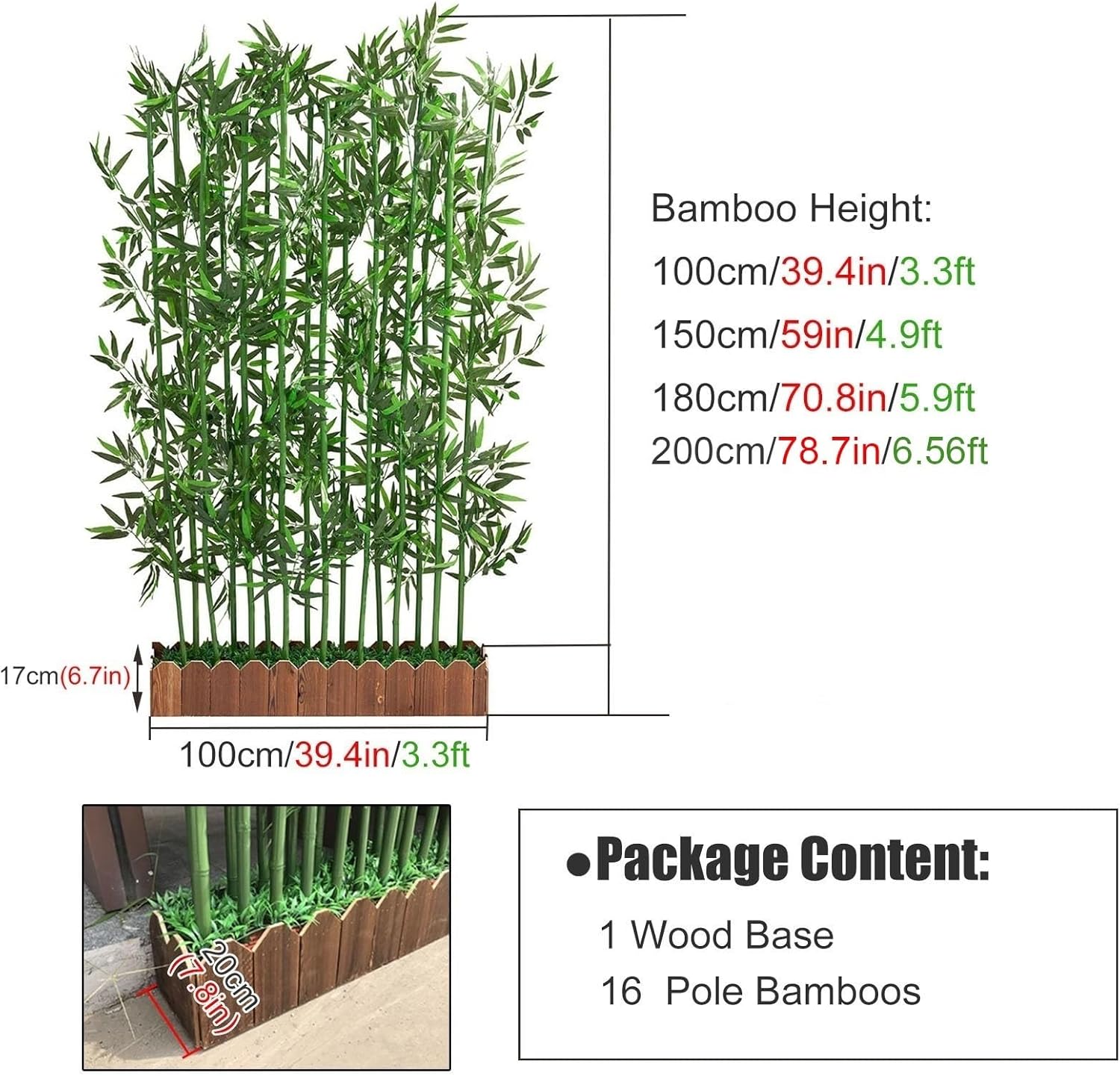 Faux Bamboo Plant Artificial Bamboo Indoor Outdoor Decor With Wood Base