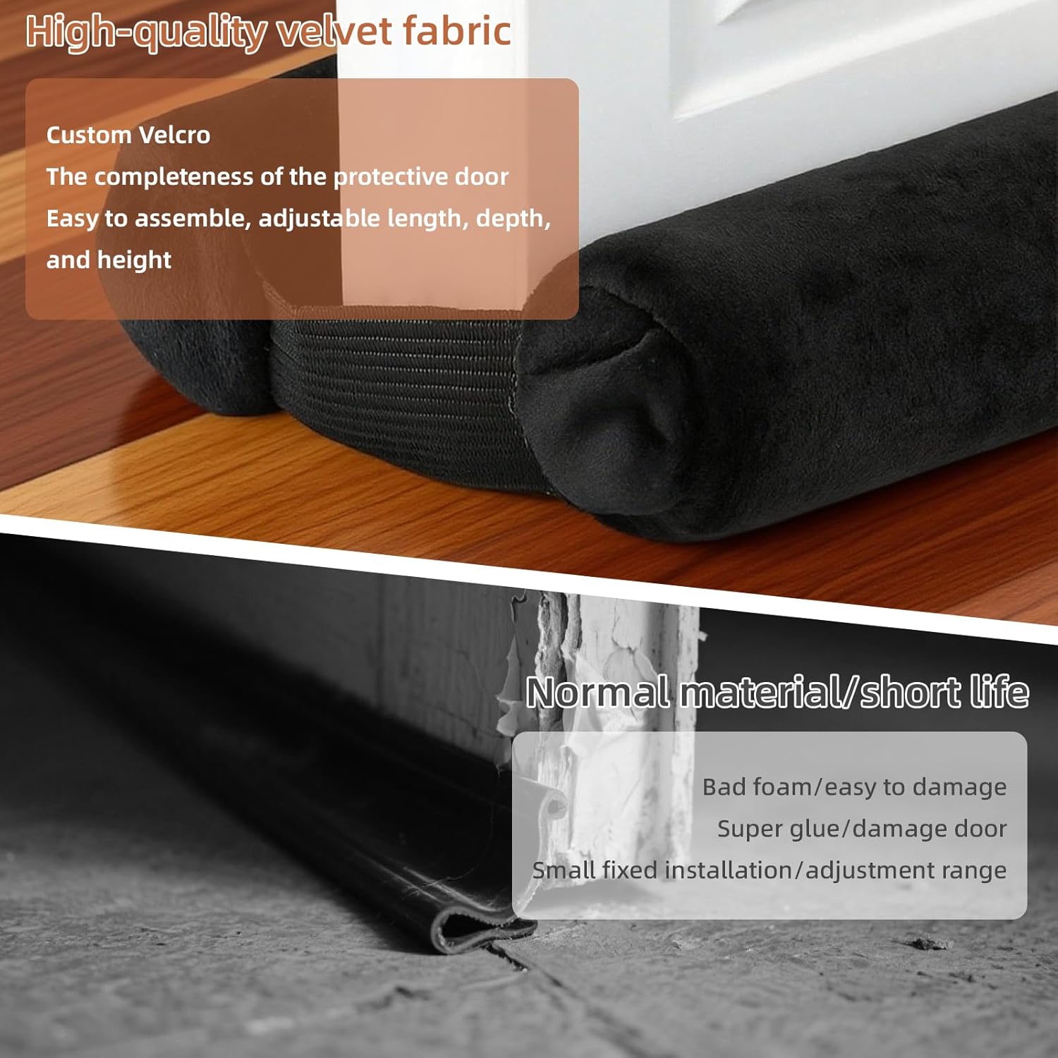 Amugret Thin Draft Stopper for Bottom of Door 30 to 36 Under Door Gap Filler Soundproof and Floor-Safe