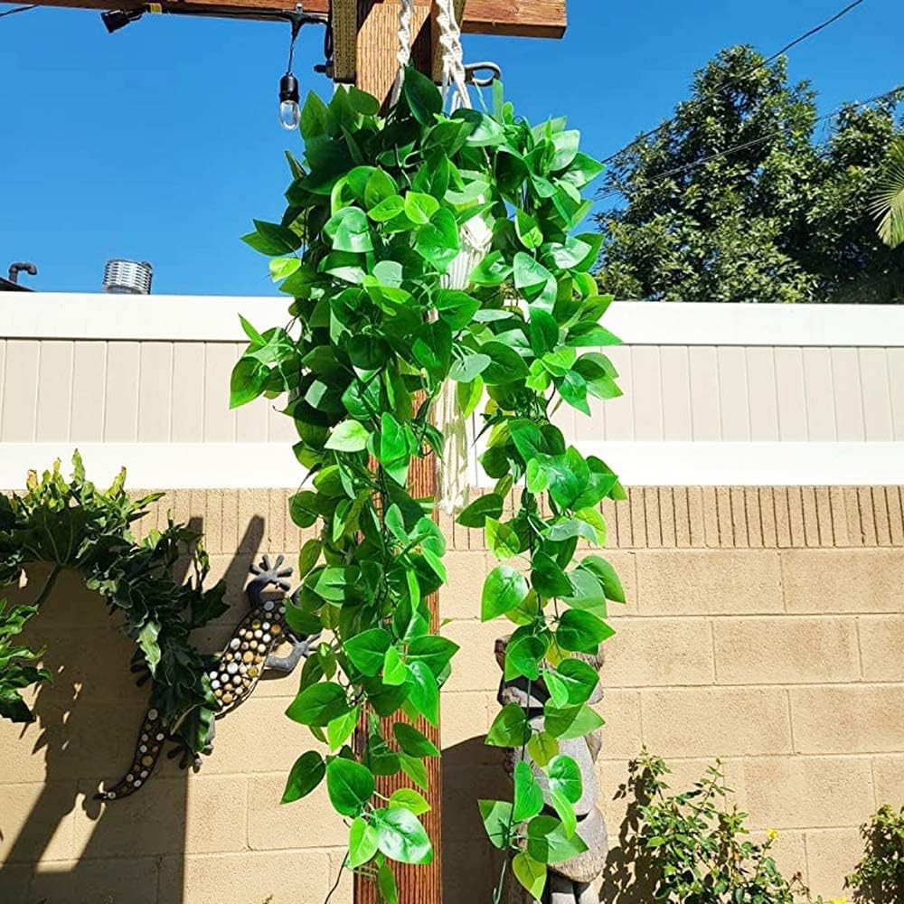 HANDIC Artificial Hanging Plants 2pc Green Ivy Faux Plant Set