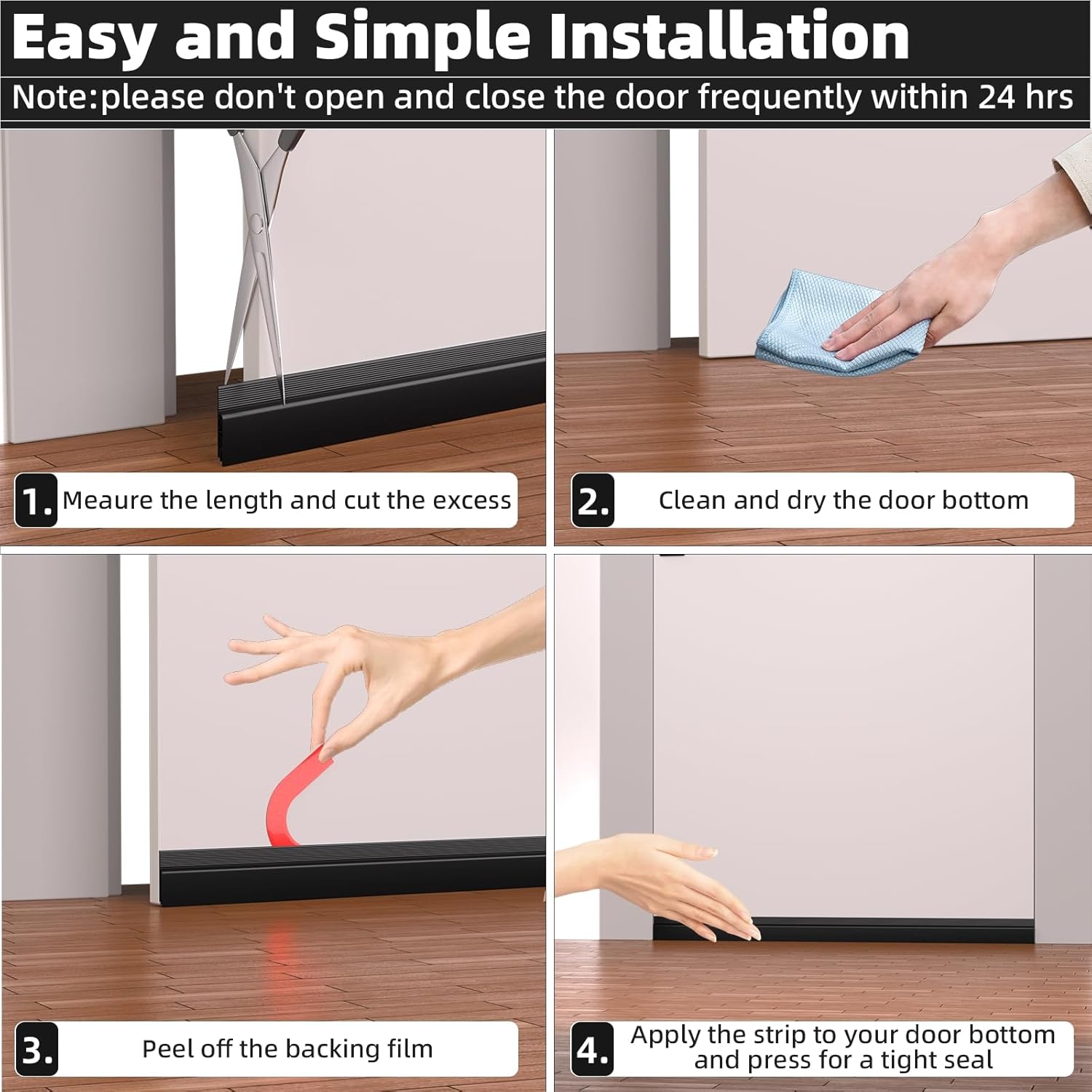ESUFEIR 78 Inch Under Door Draft Stopper Black