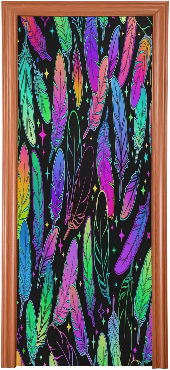 Susiyo Multicolored Bird Feather Halloween Door Cover