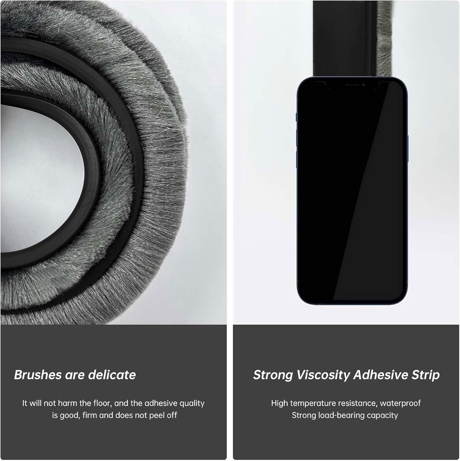 Self-Adhesive Door Sweep with Brush for Bottom Seal Black 3937 Inch Length