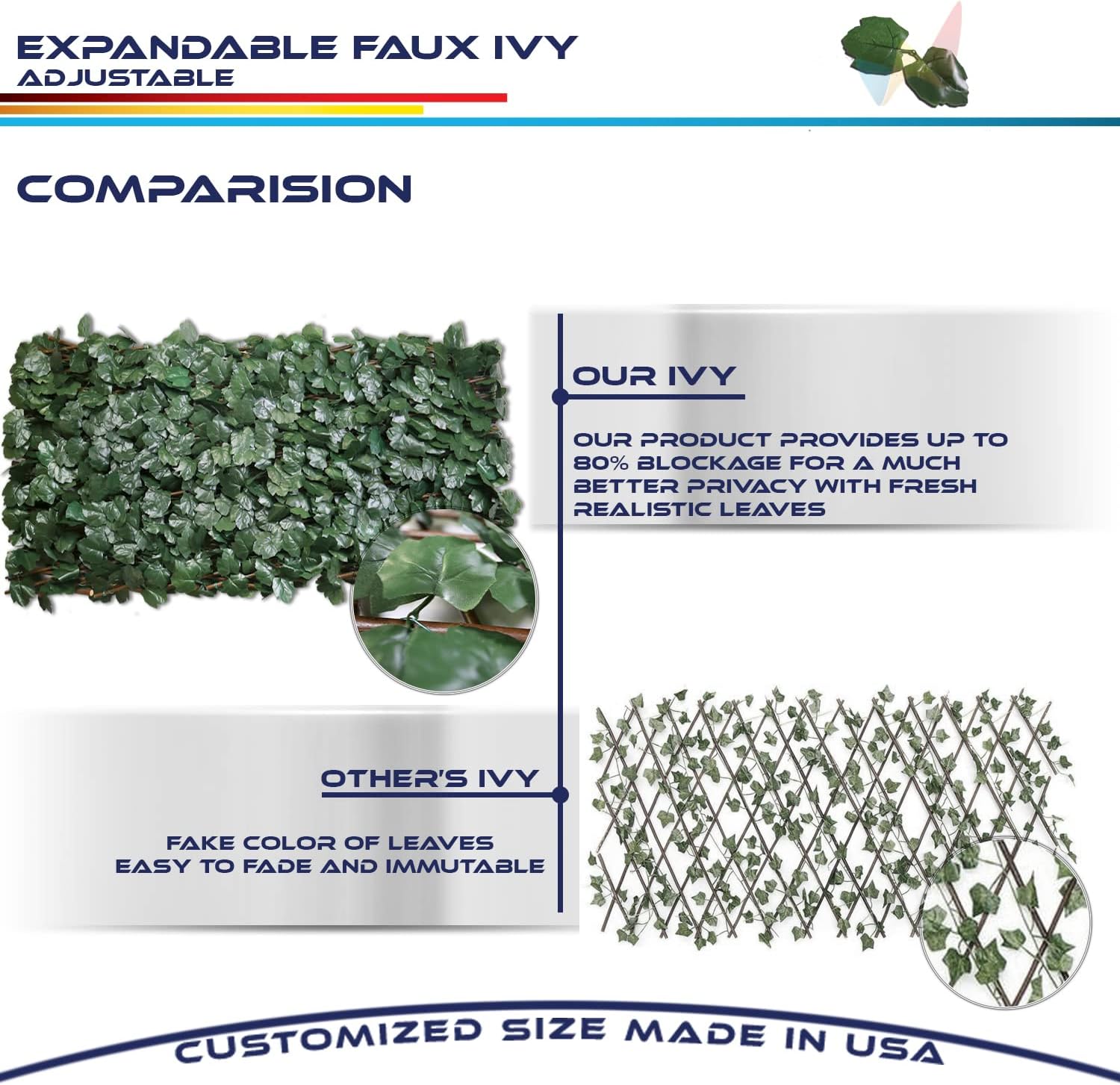 Artificial Ivy Leaf Privacy Fence Screen for Outdoor Indoor Use