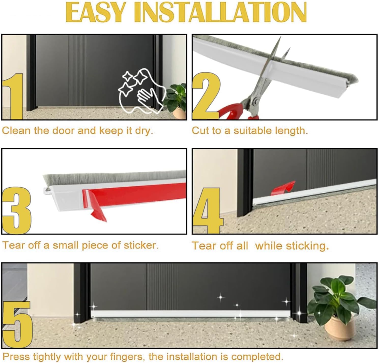 Jiyocy Door Sweep with Brush 2 W White 392 L