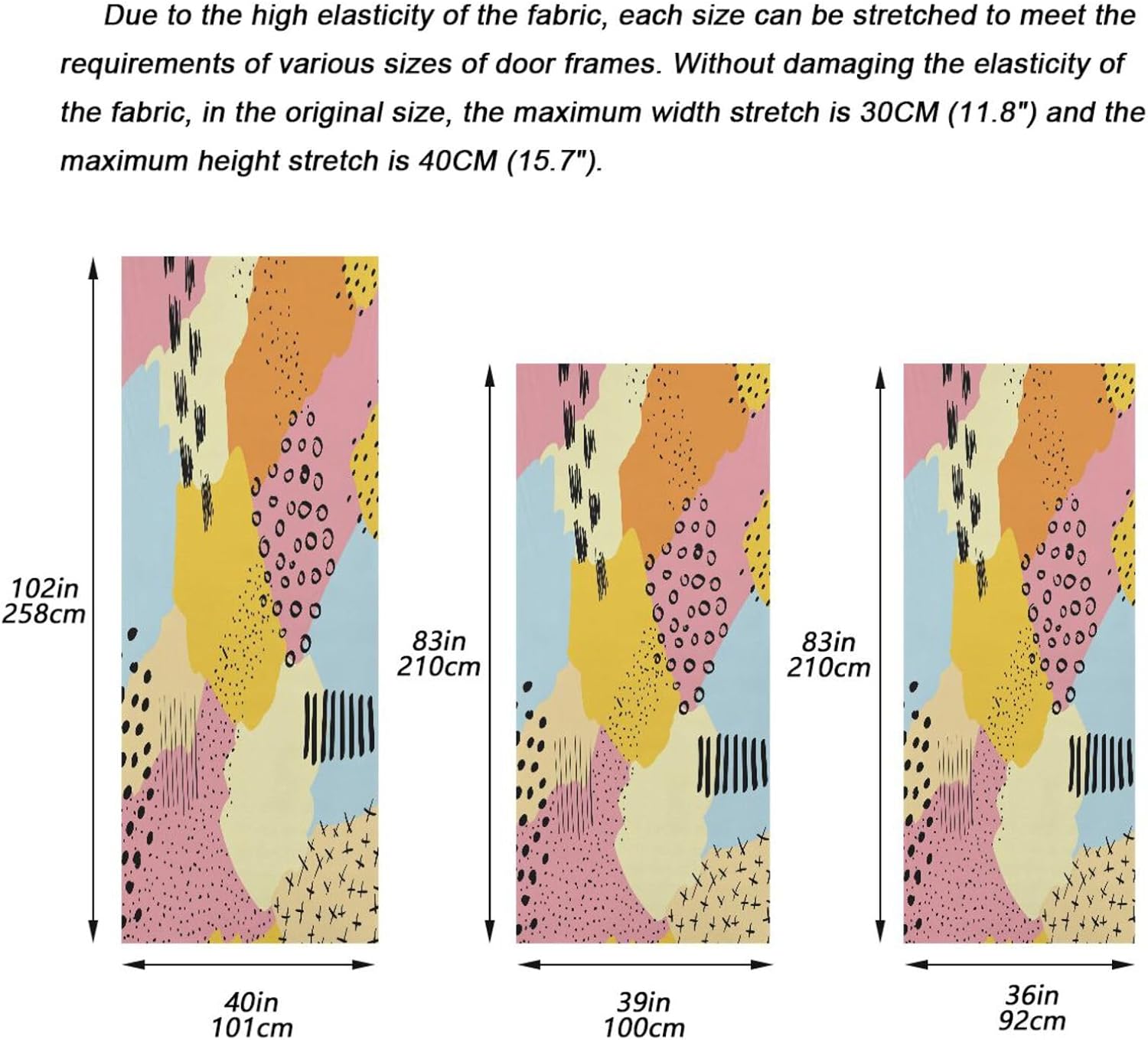 Susiyo Retro Abstract Halloween Door Cover Stretch Fabric Door Decoration 32x79 in