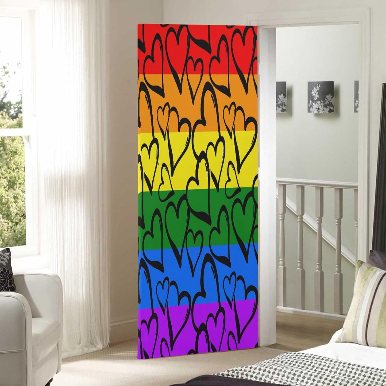 Susiyo Colored Hearts Halloween Door Cover