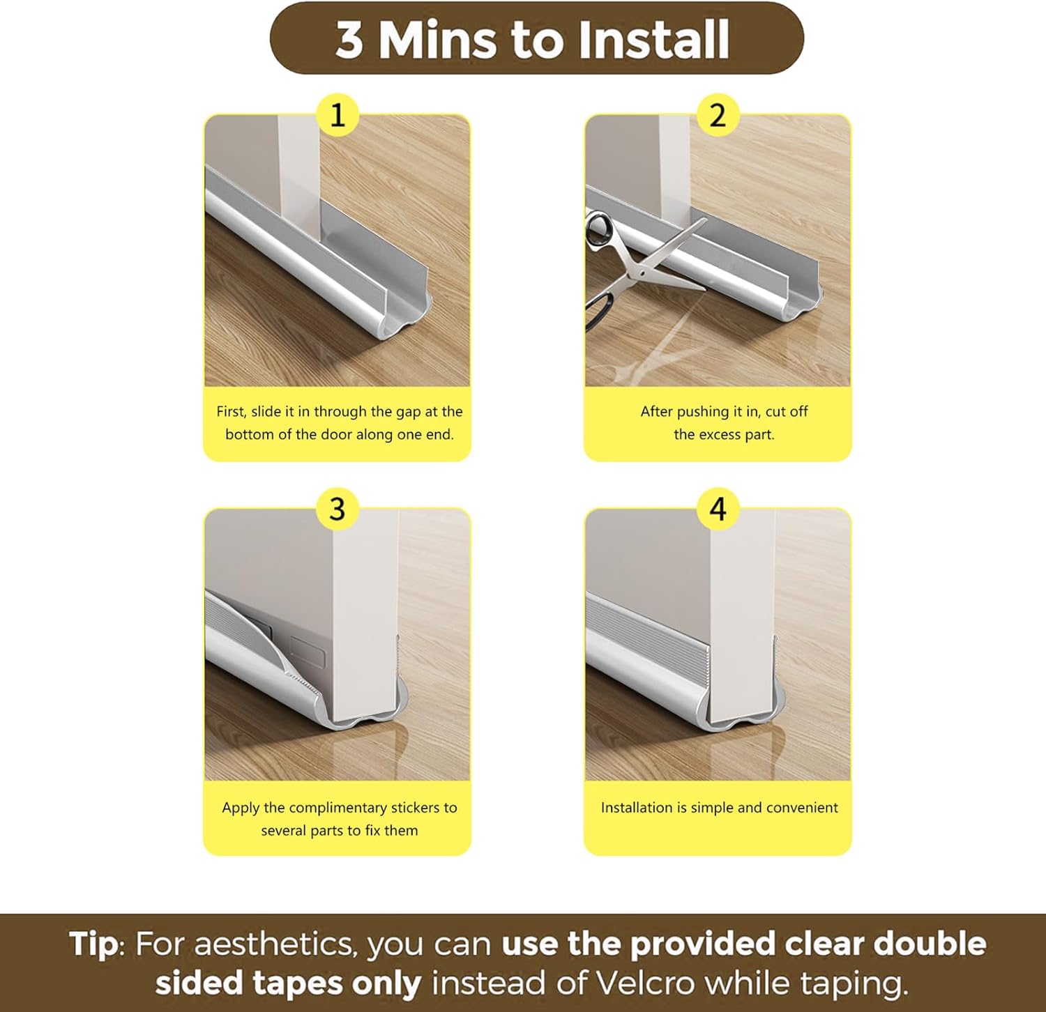 36 Inch Door Draft Stopper - Cuttable Weather Seal for Bottom Door