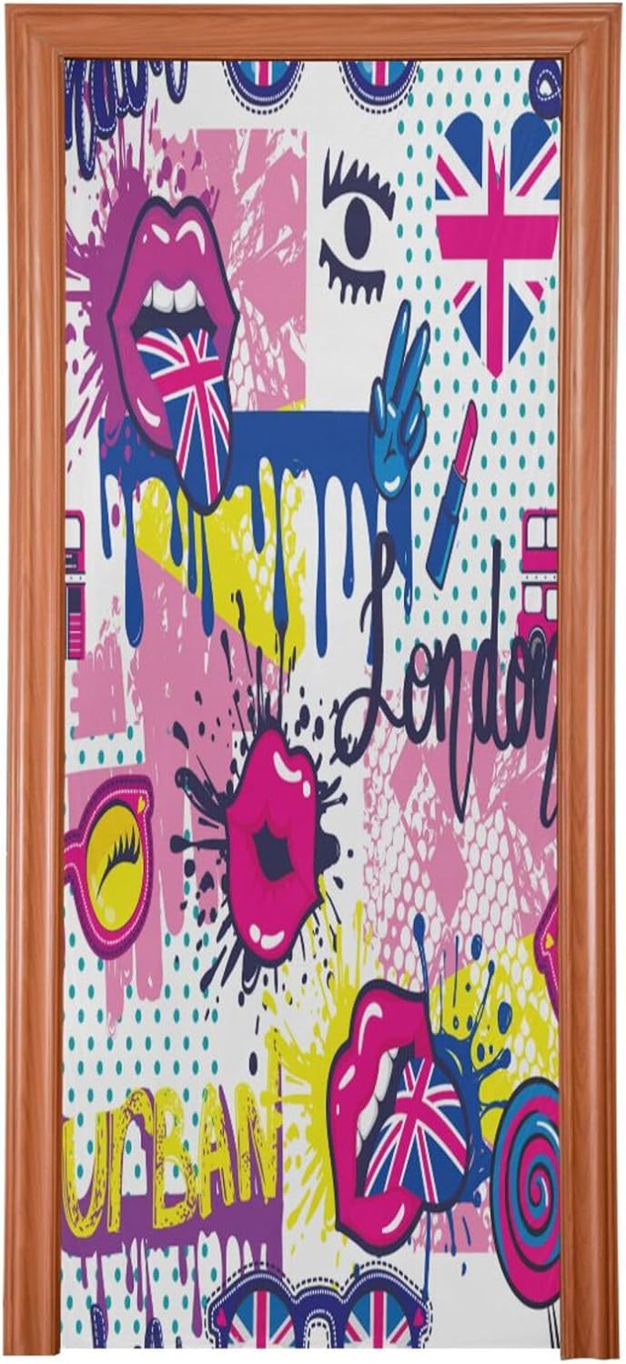 Susiyo Funny Colorful Halloween Door Cover 32x79 in