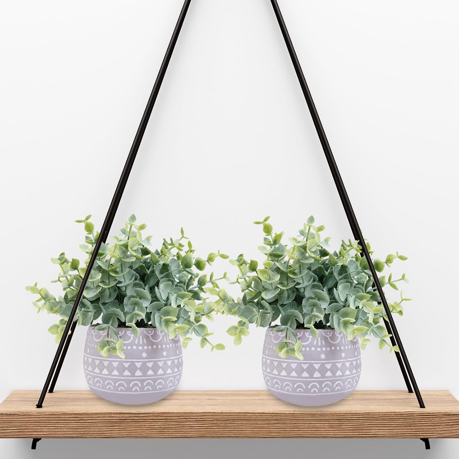 Winlyn 2 Pack Faux Eucalyptus Plants in Gray Ceramic Pots