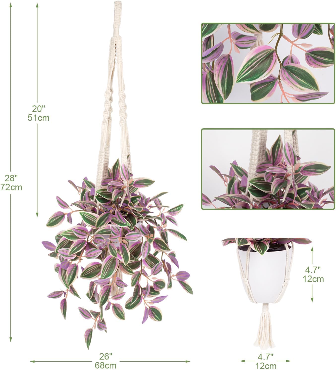 Fake Hanging Plants with Pot 17 Inch Pink Artificial Peperomia Vine Wall Decor