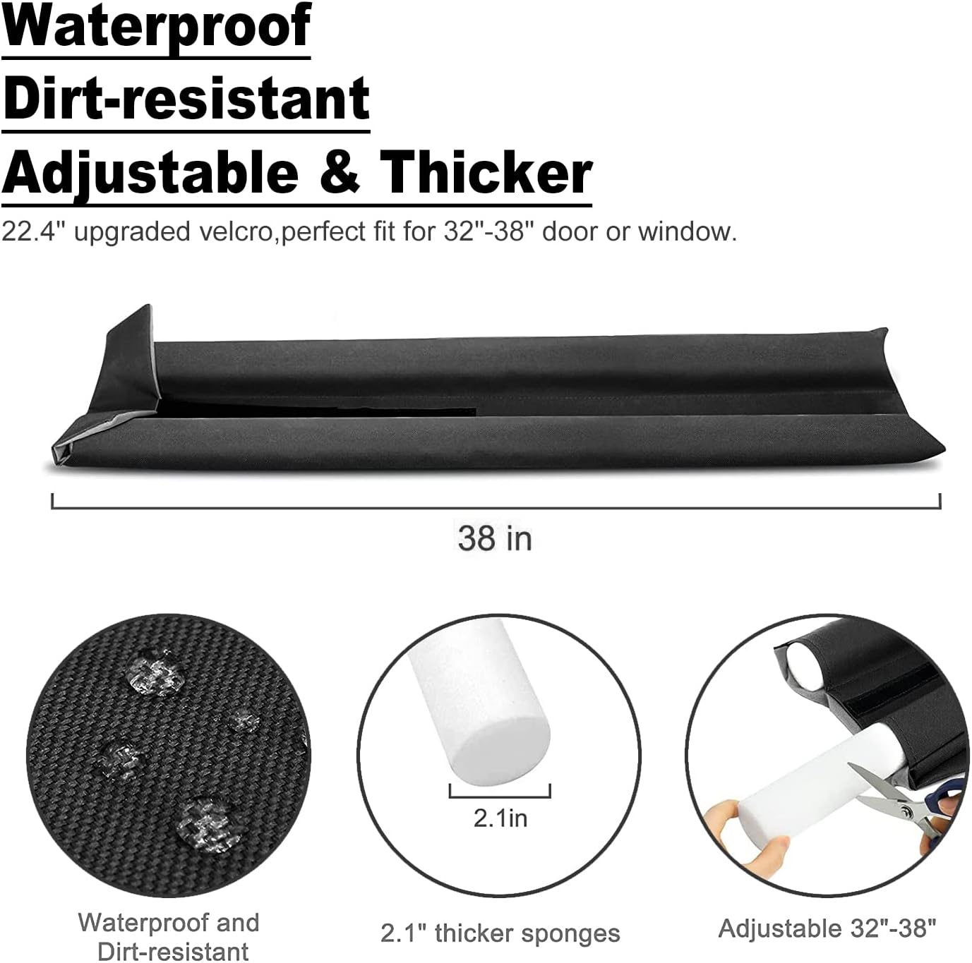 Gigbuff Cam Door Draft Stopper Black 16 Inch