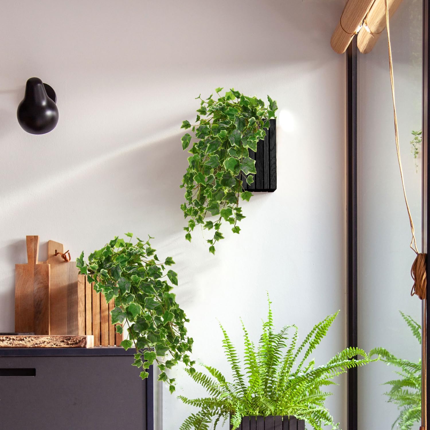 Hollyone 2pcs Artificial Hanging Plants Fake Ivy Vine for Indoor Outdoor Decor