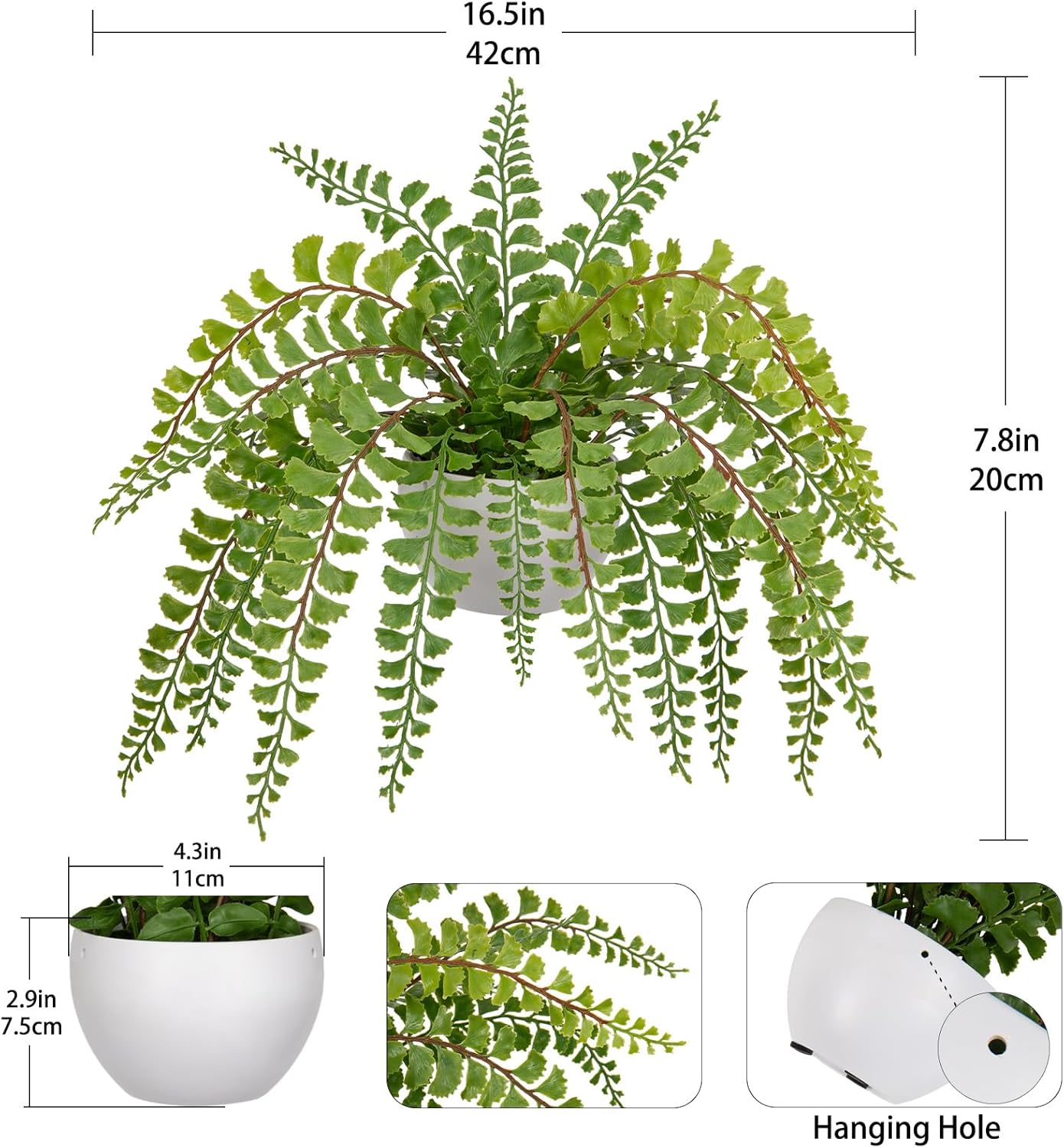 Hollyone Artificial Fern Potted Plant Indoor Outdoor