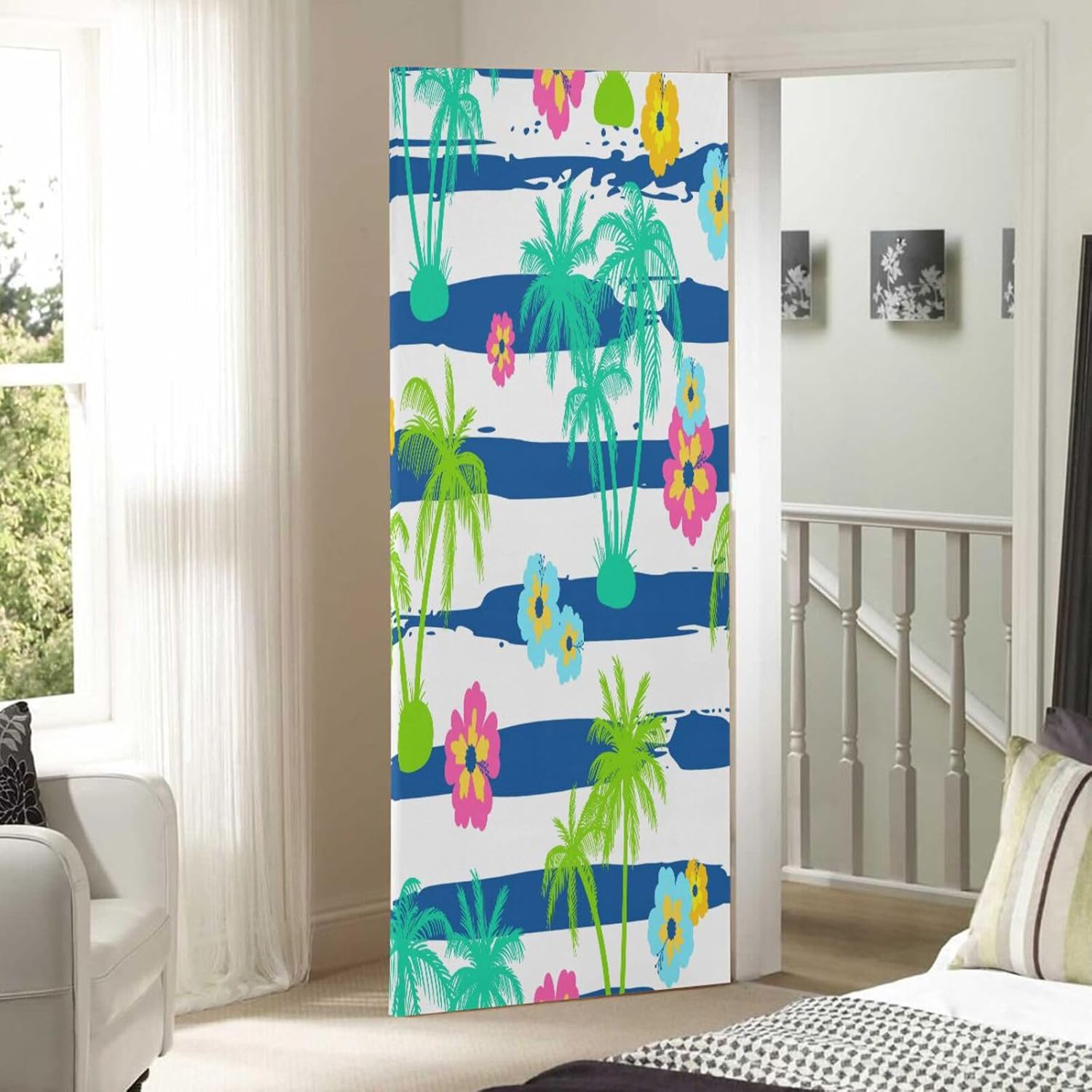 Susiyo Palm Trees Hibiscus Halloween Door Cover