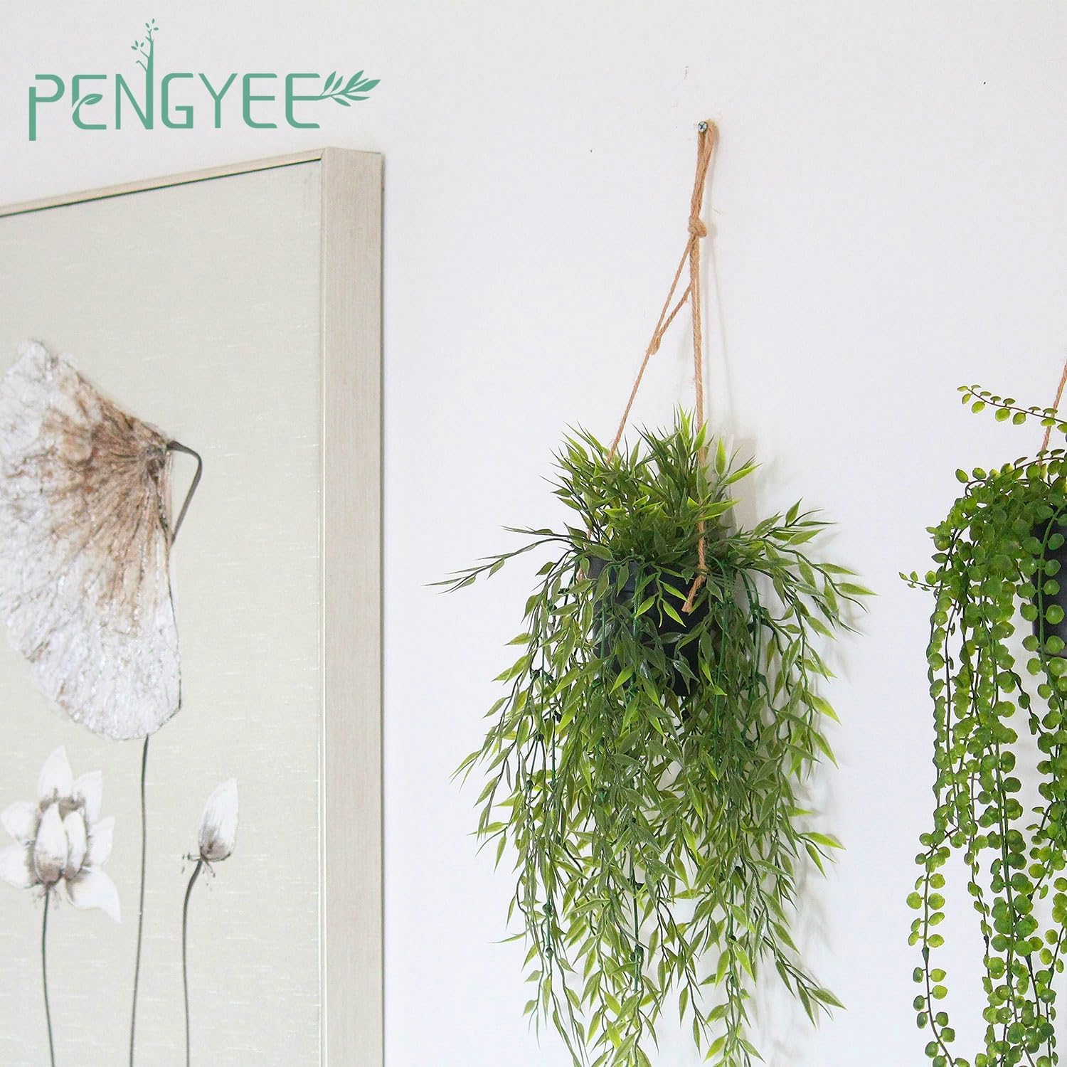 3 Packs Fake Hanging Plants with Pots and Twines for Wall Decor
