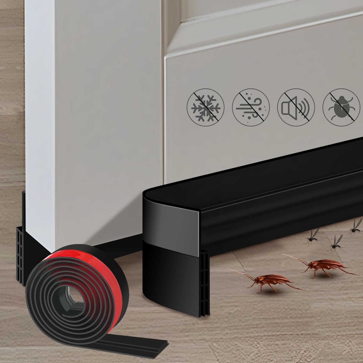 Premium Door Draft Stopper 2 W x 195 L Black