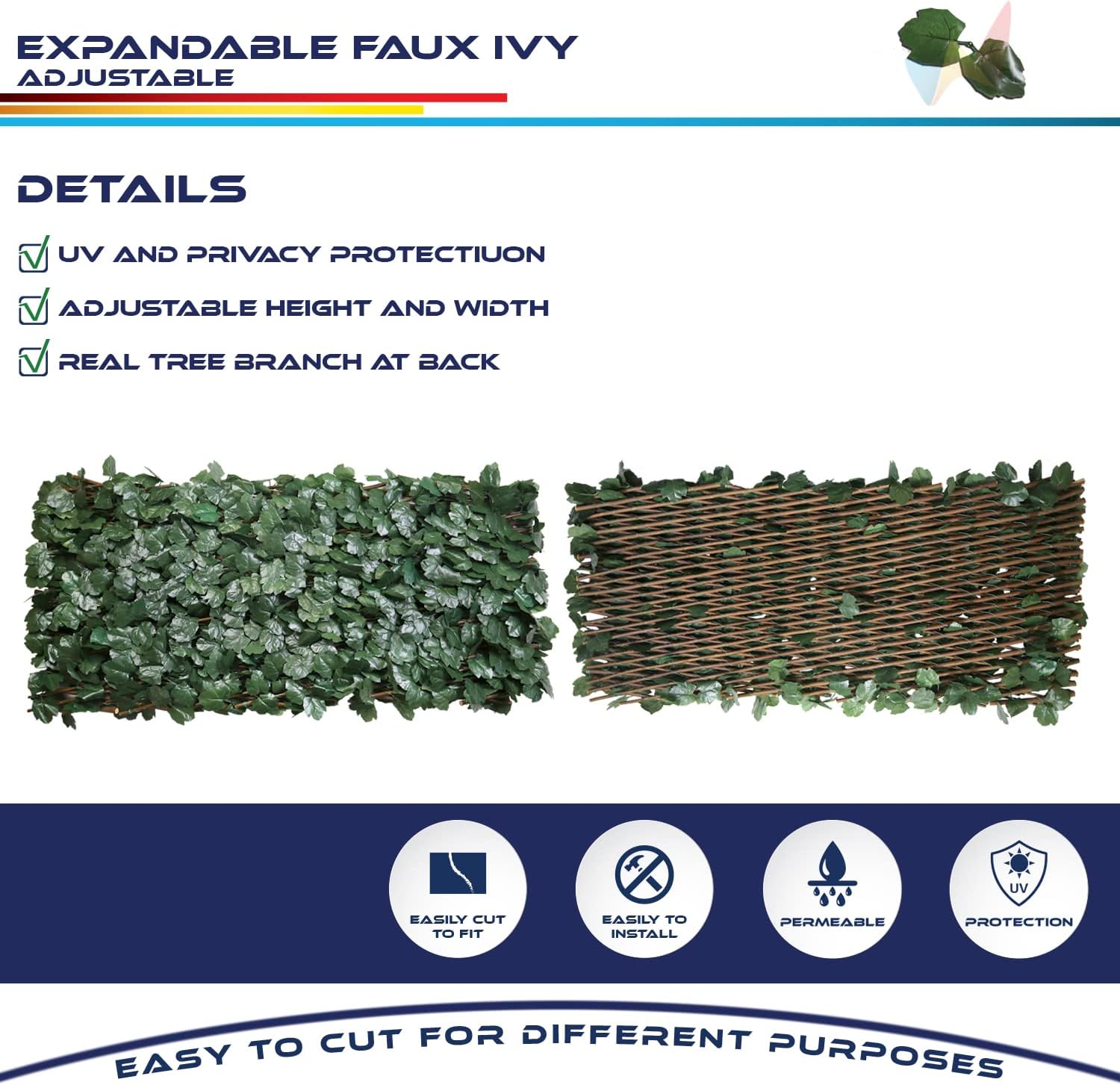 Artificial Ivy Leaf Privacy Fence Screen for Outdoor Indoor Use