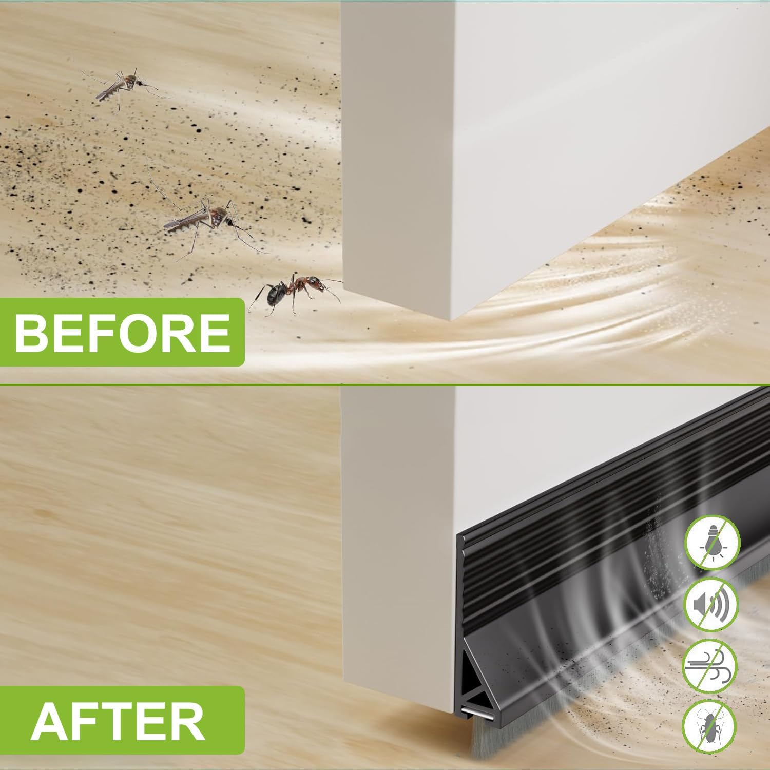 DINGLIAN 2 Door Brush Bottom Sweep Self Adhesive Draft Stopper 2 W x 39 L Black