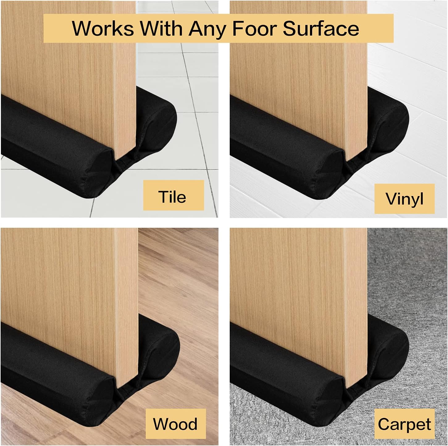 Morytale Door Draft Stopper Adjustable 32 to 38 Size 15 Gap Cover Energy Saving Noise Reduction Machine-Washable