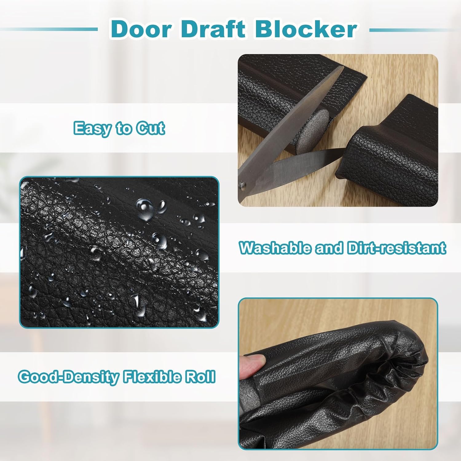 Uxcell 37 Inch Door Draft Stopper Black