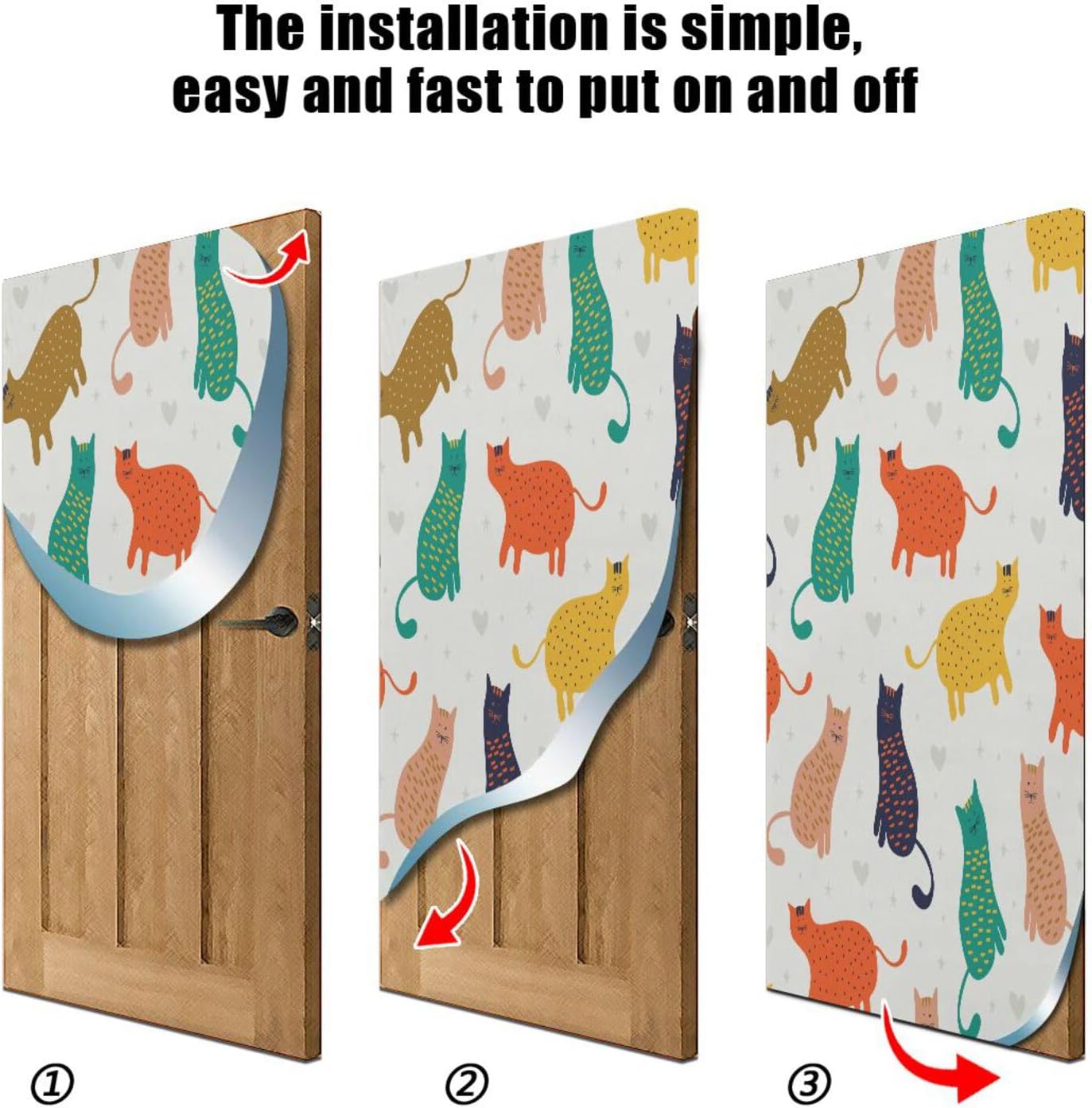 Susiyo Colorful Funny Cat Halloween Door Cover