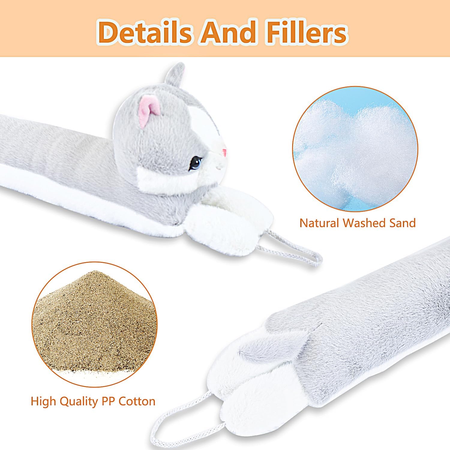 36 Inch Heavy Duty Grey Cat Door Draft Stopper