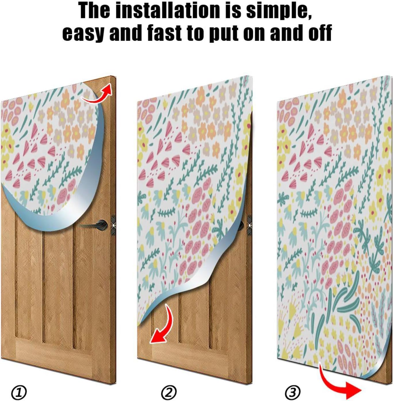 Susiyo Summer Floral Halloween Door Cover 32x79 in