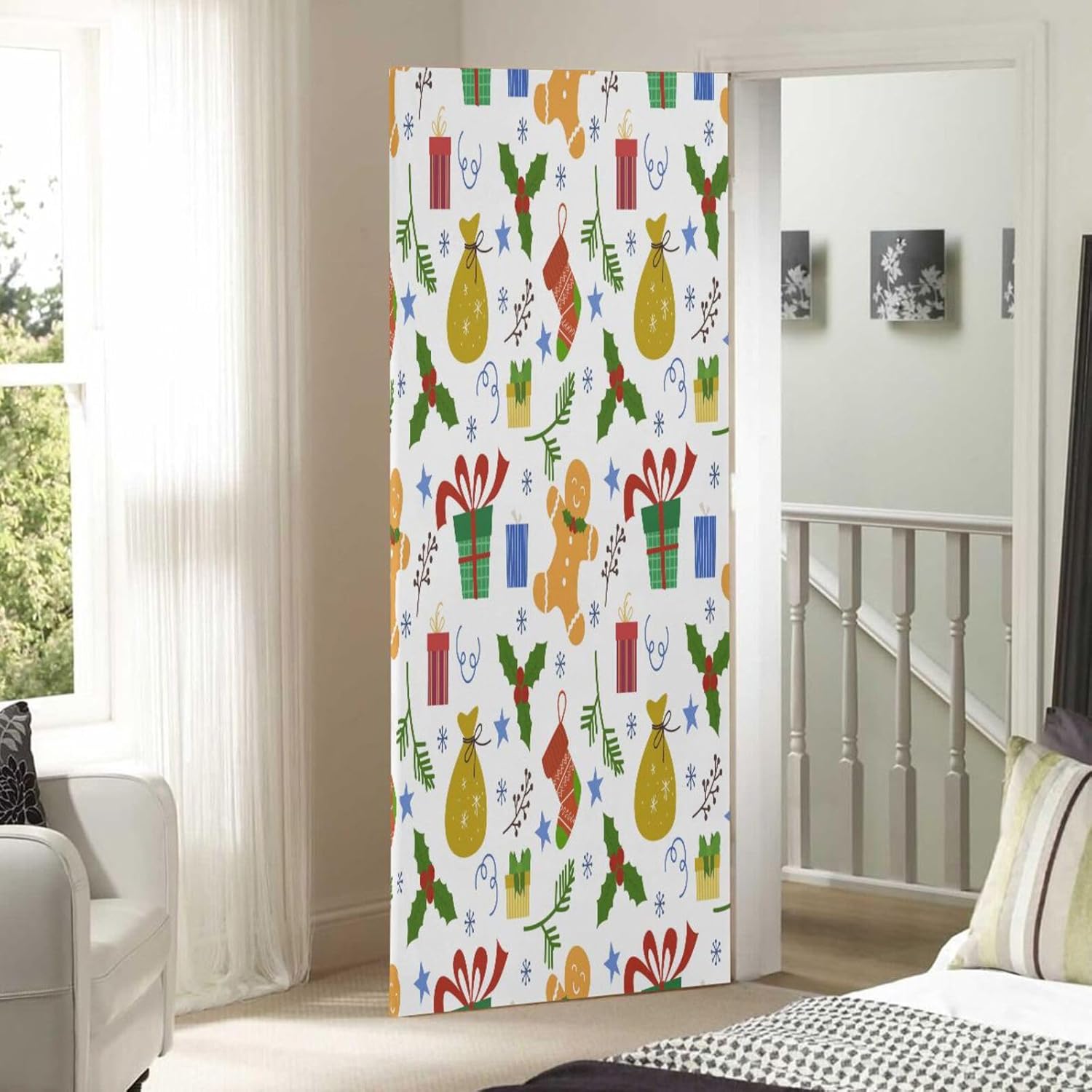 Susiyo Christmas Door Cover Stretch Fabric Party Decoration