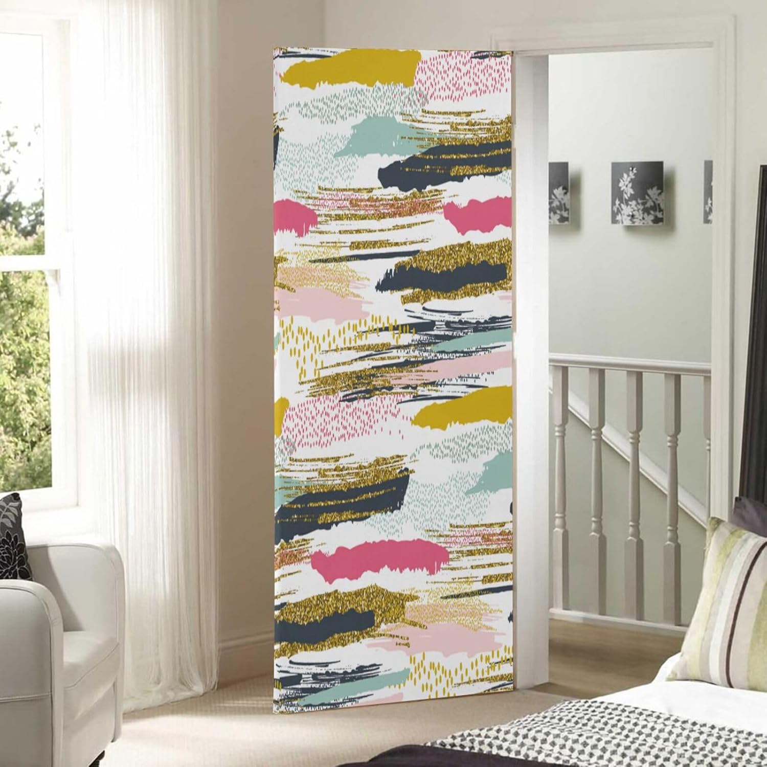 Susiyo Colorful Stripes Halloween Door Cover 32x79 in