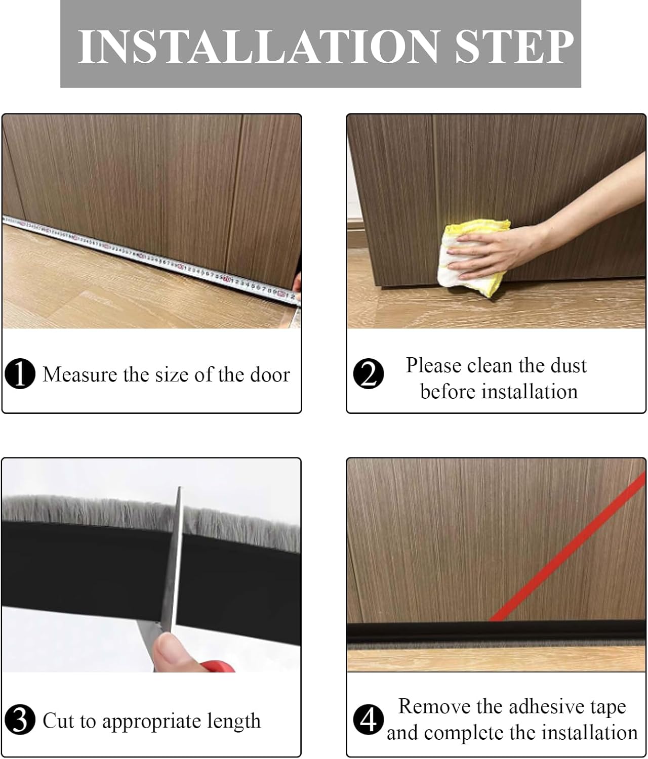 Saim Door Sweep for Bottom of Door 2 Pcs Self-Adhesive Draft Stopper