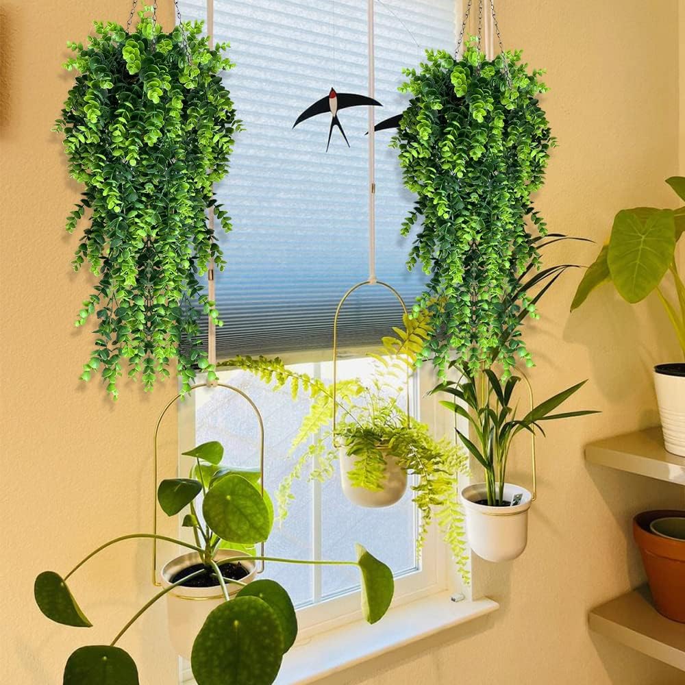 4 Pack Artificial Eucalyptus Hanging Plants for Home and Wedding Decor