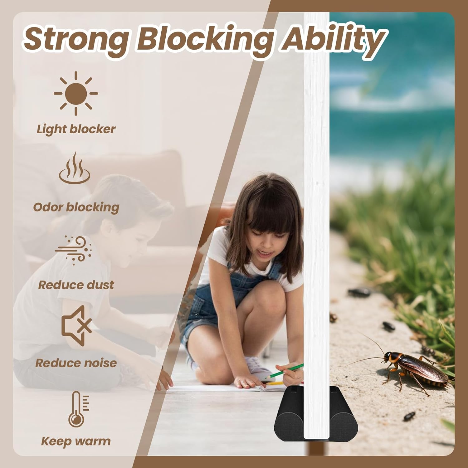 Vrizminfly Under Door Draft Stopper 36 Inch Adjustable Door Sweep Black