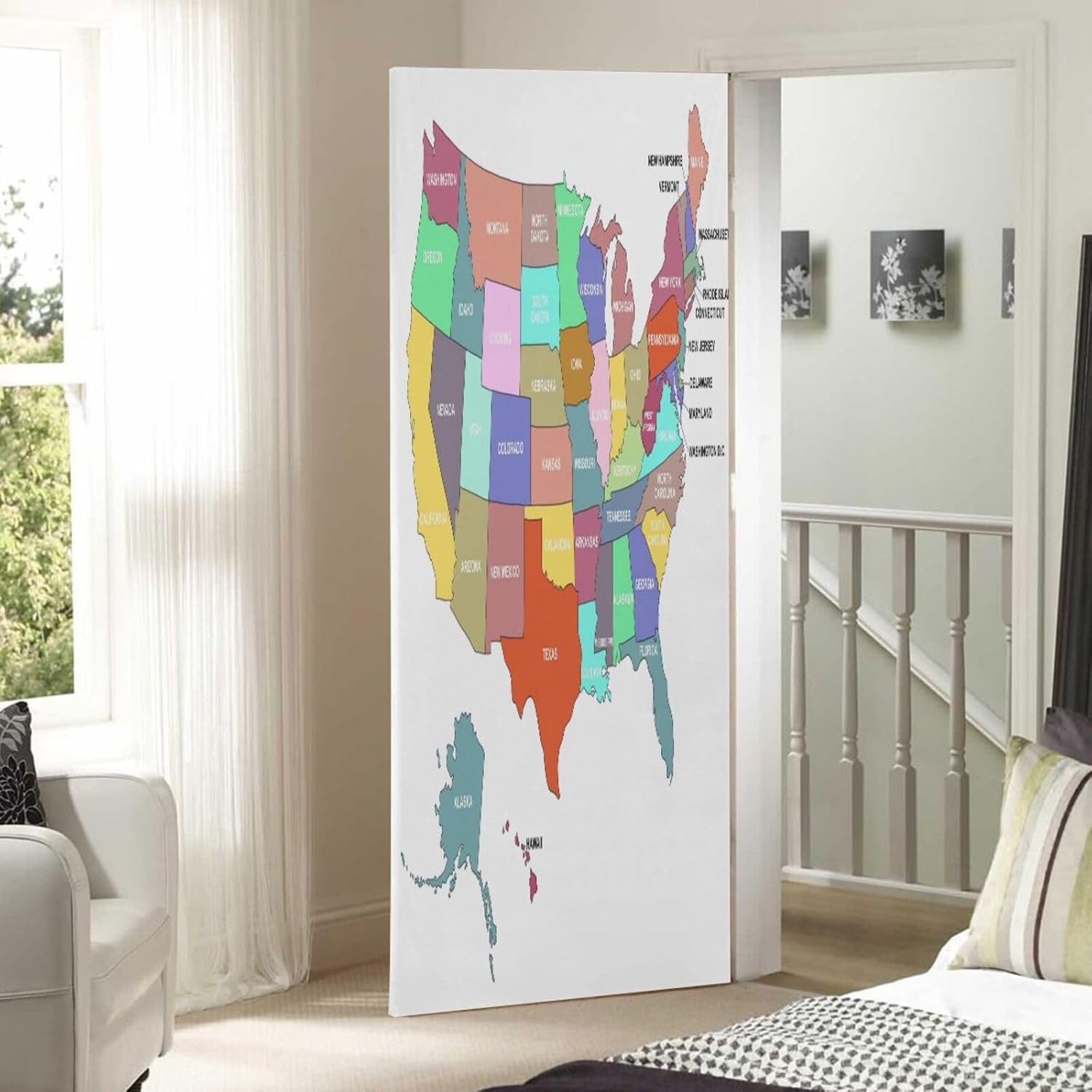 Susiyo Colorful USA Map Halloween Door Cover
