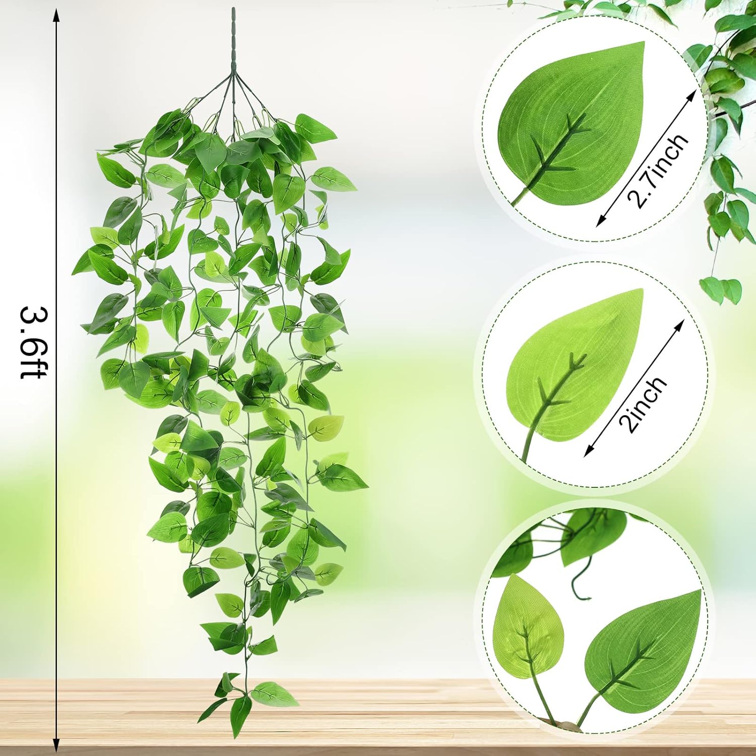 Hoteam 18 Pcs Artificial Hanging Plants Fake Ivy Vines No Basket