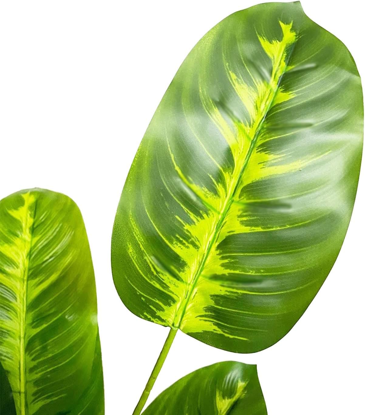 Realistic Artificial Palm Tree with White Pot - 31 Inches Yellow Bird of Paradise