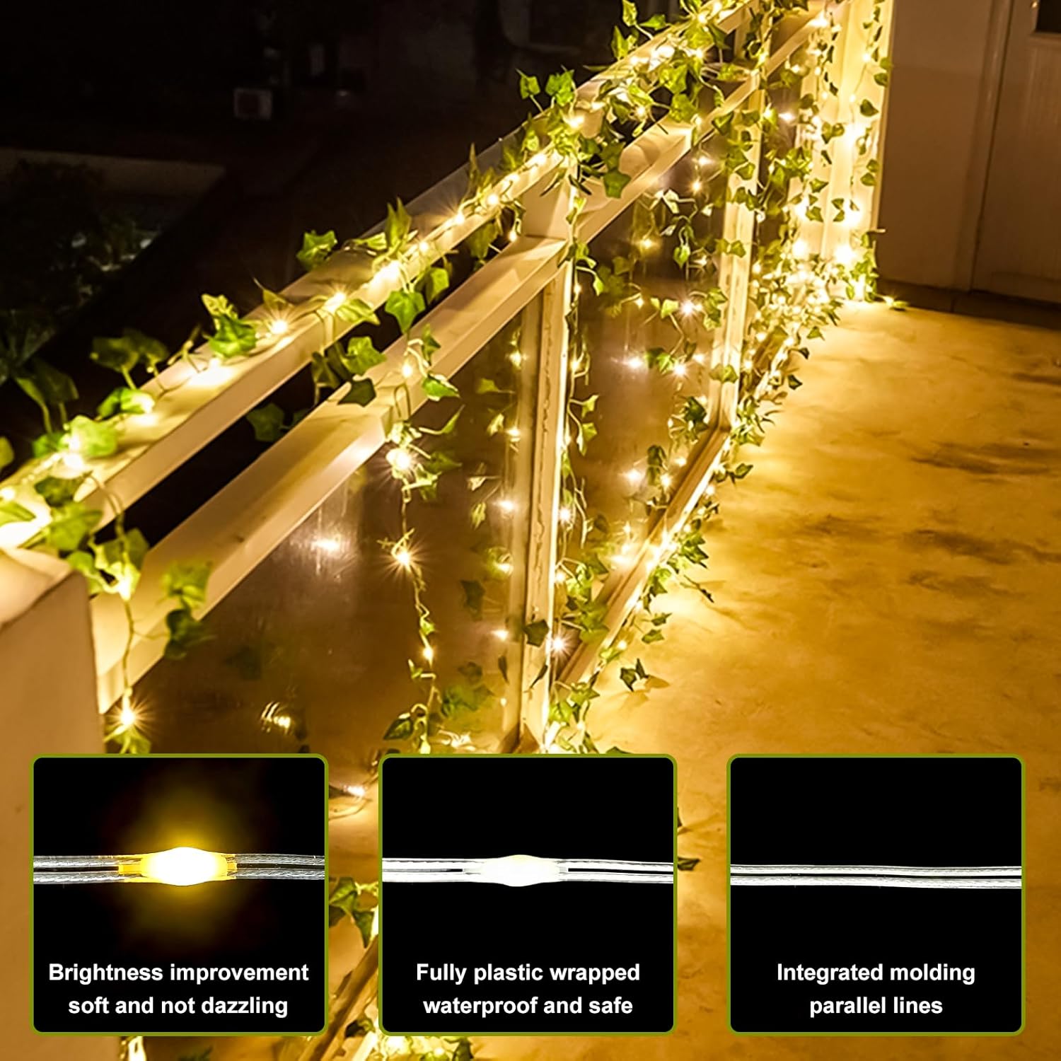 HXWEIYE 12 Pack Artificial Ivy Garland with 200LED String Light