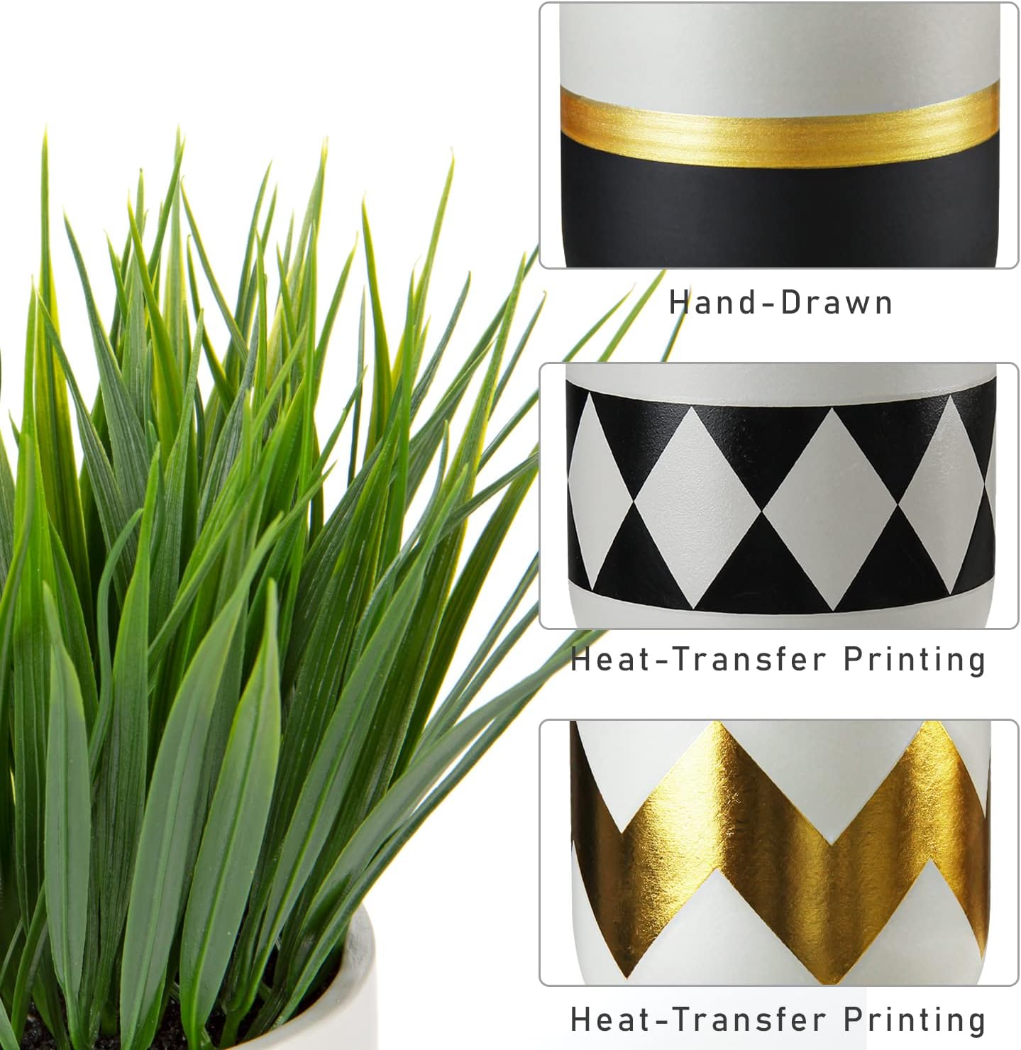Hollyone Artificial Plants Indoor Decor Fake Grass Potted Plants