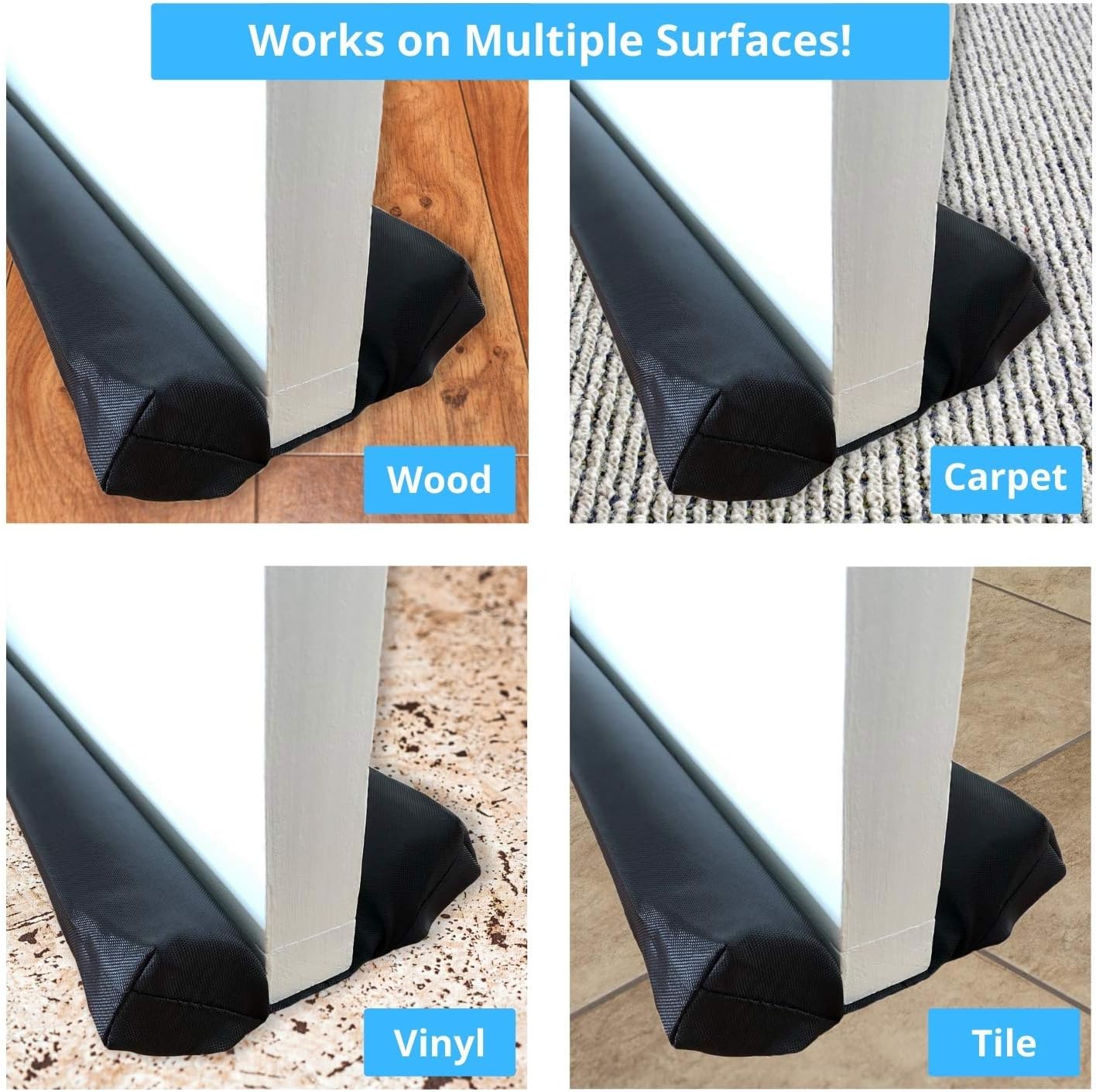 OO Living Under Door Draft Stopper Blocker 2 Inch Foam Tubes Black
