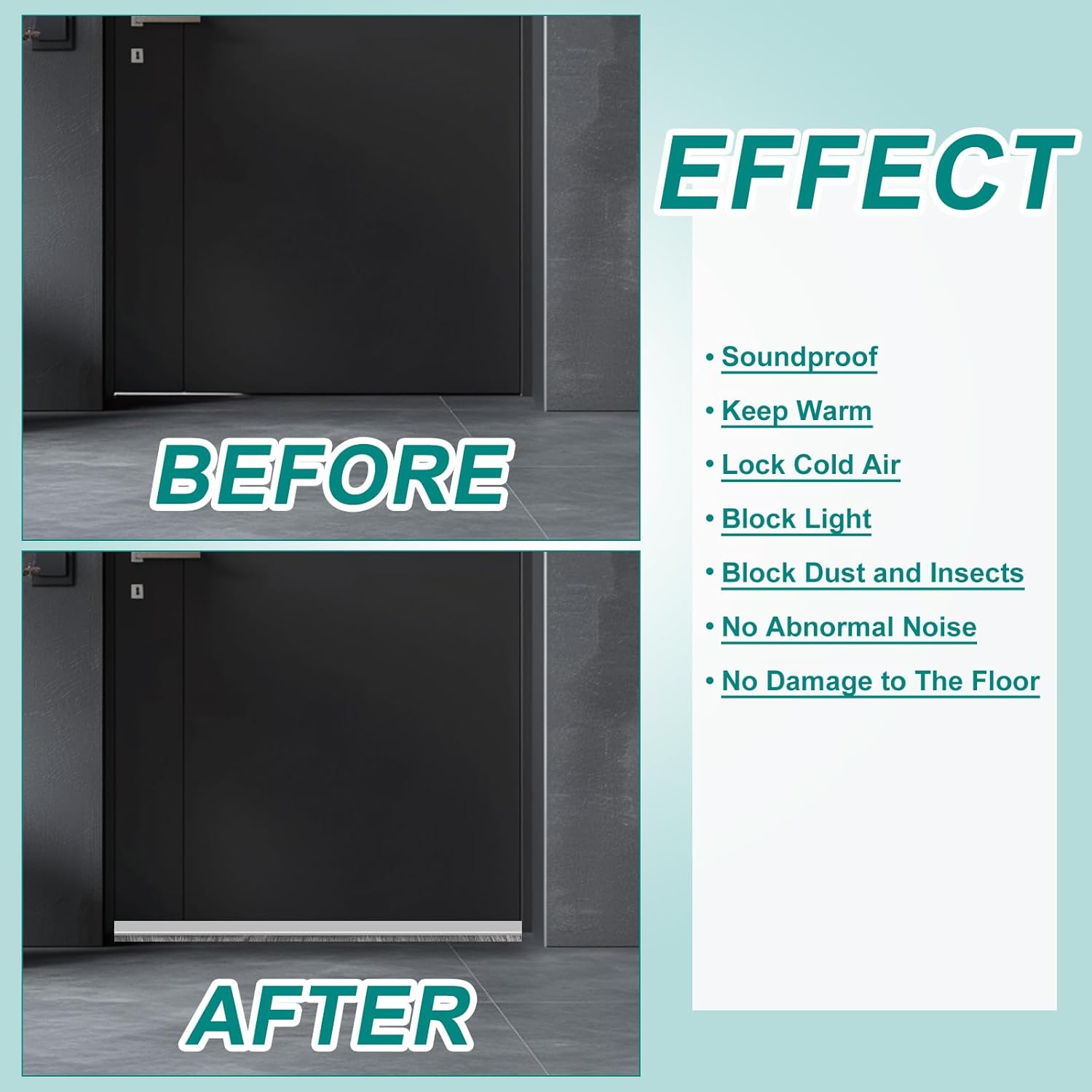 Uxcell 2 Pcs Door Sweep with Self Adhesive Black