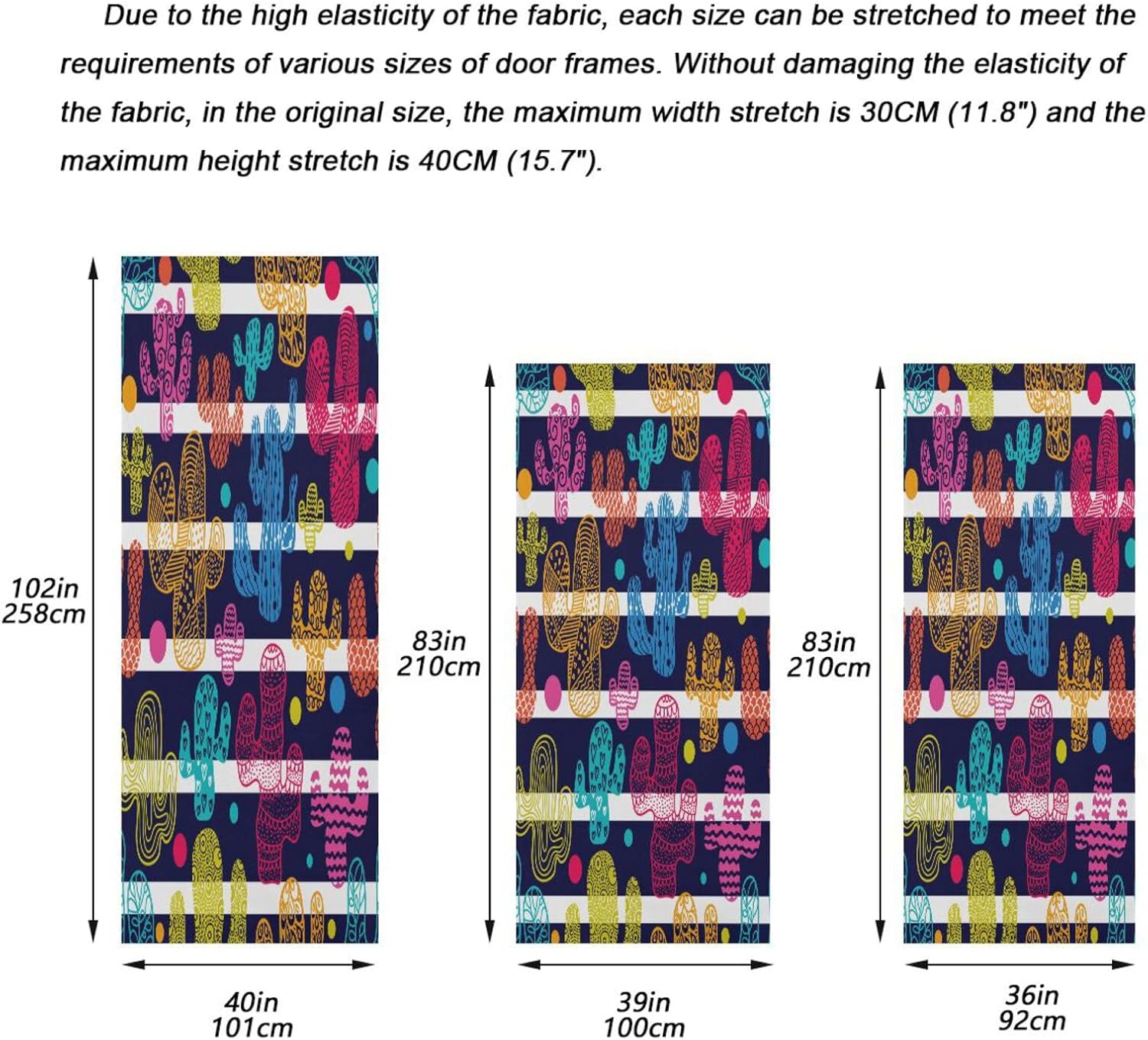 Susiyo Cute Cacti and Stripes Christmas Door Cover Stretch Fabric Decor for Home Holidays