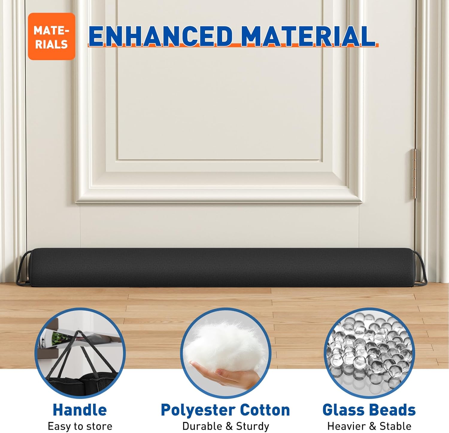 MAGZO 30 Inch Door Draft Stopper Black