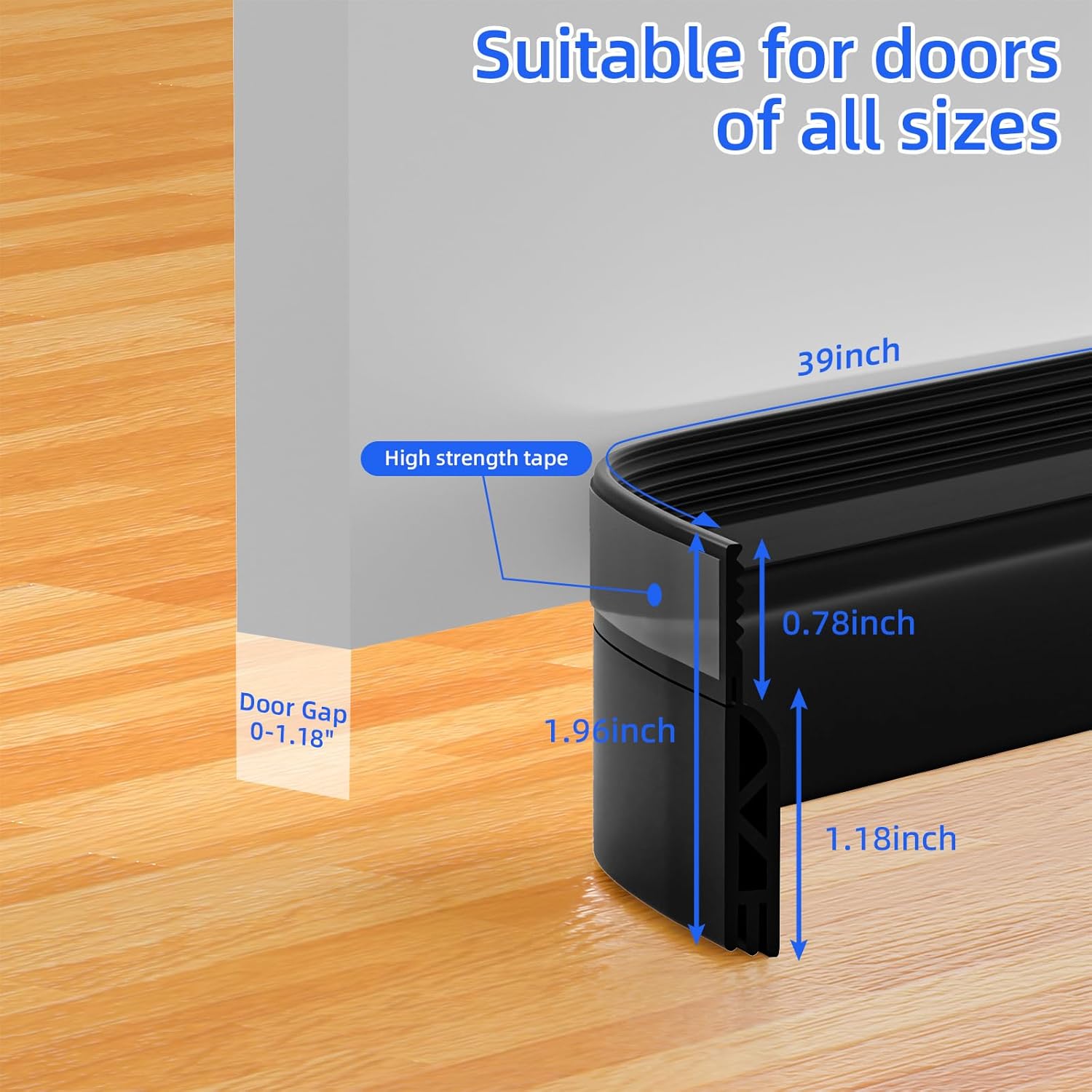 Under Door Draft Stopper 39in Black Door Sweep