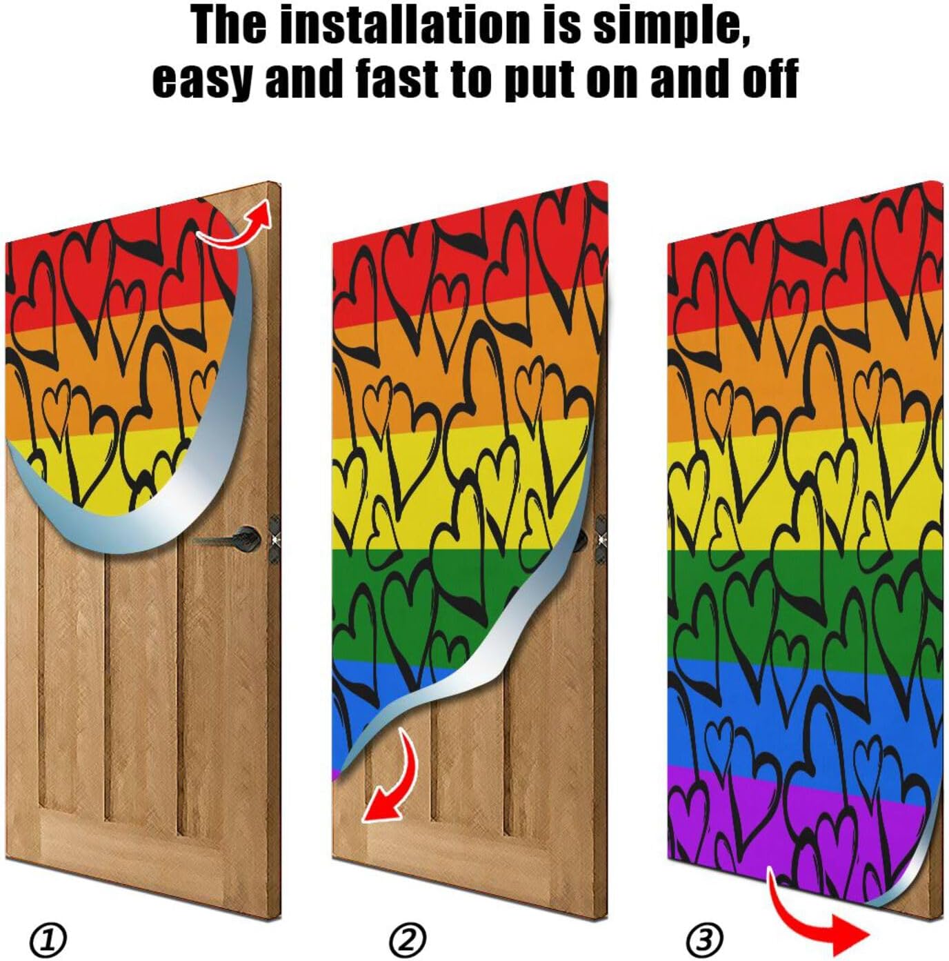 Susiyo Colored Hearts Halloween Door Cover