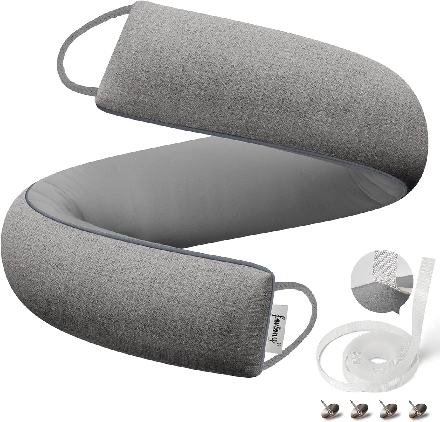 Fowong Door Draft Stopper 30 Inch Weighted Noise Blocker with Hook Tapes for Easy Install Grey