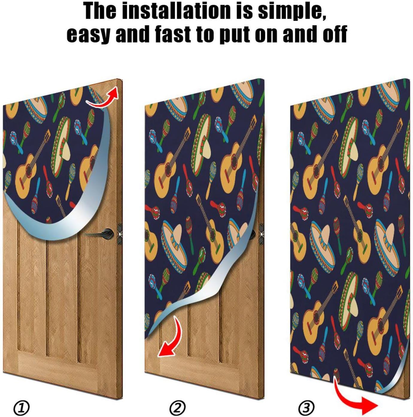 Susiyo Vector Guitar Halloween Door Cover Stretch Fabric Decor